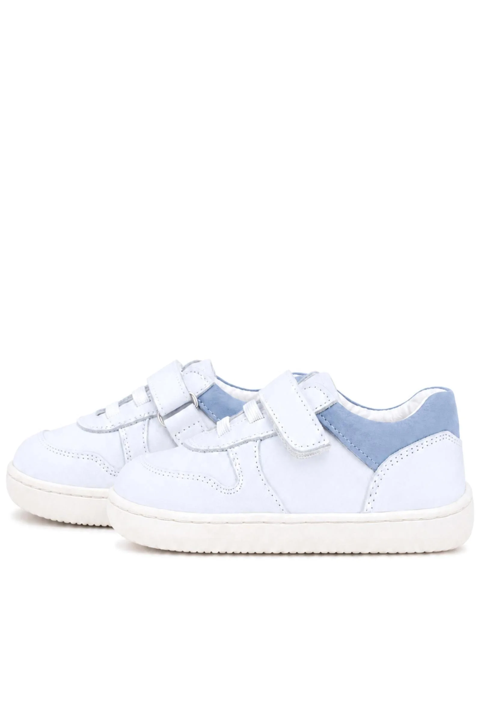 Rakerplus Bob Hakiki Deri Beyaz Nubuk Mavi Cırtlı Bebek Sneaker Ayakkabı