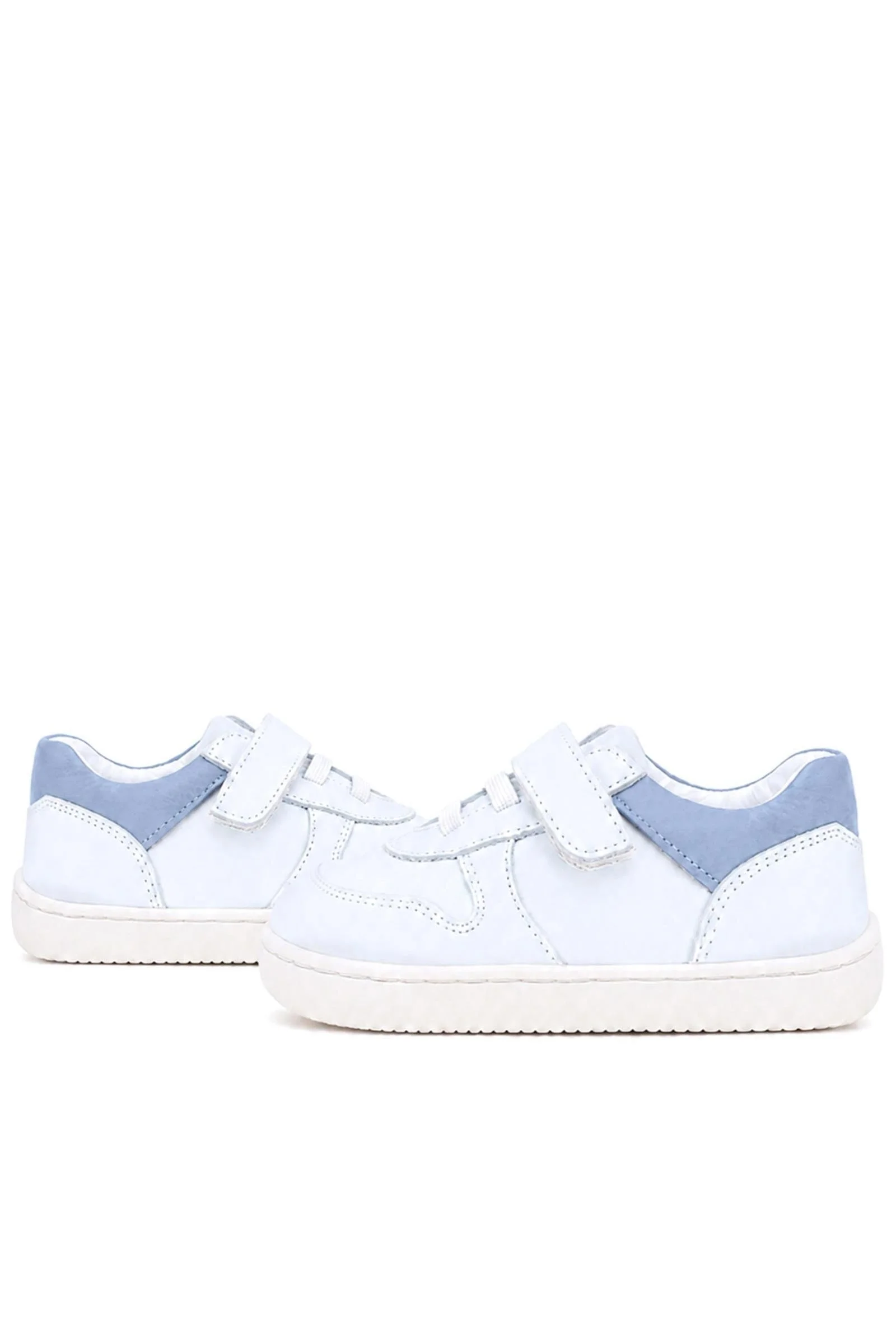 Rakerplus Bob Hakiki Deri Beyaz Nubuk Mavi Cırtlı Bebek Sneaker Ayakkabı