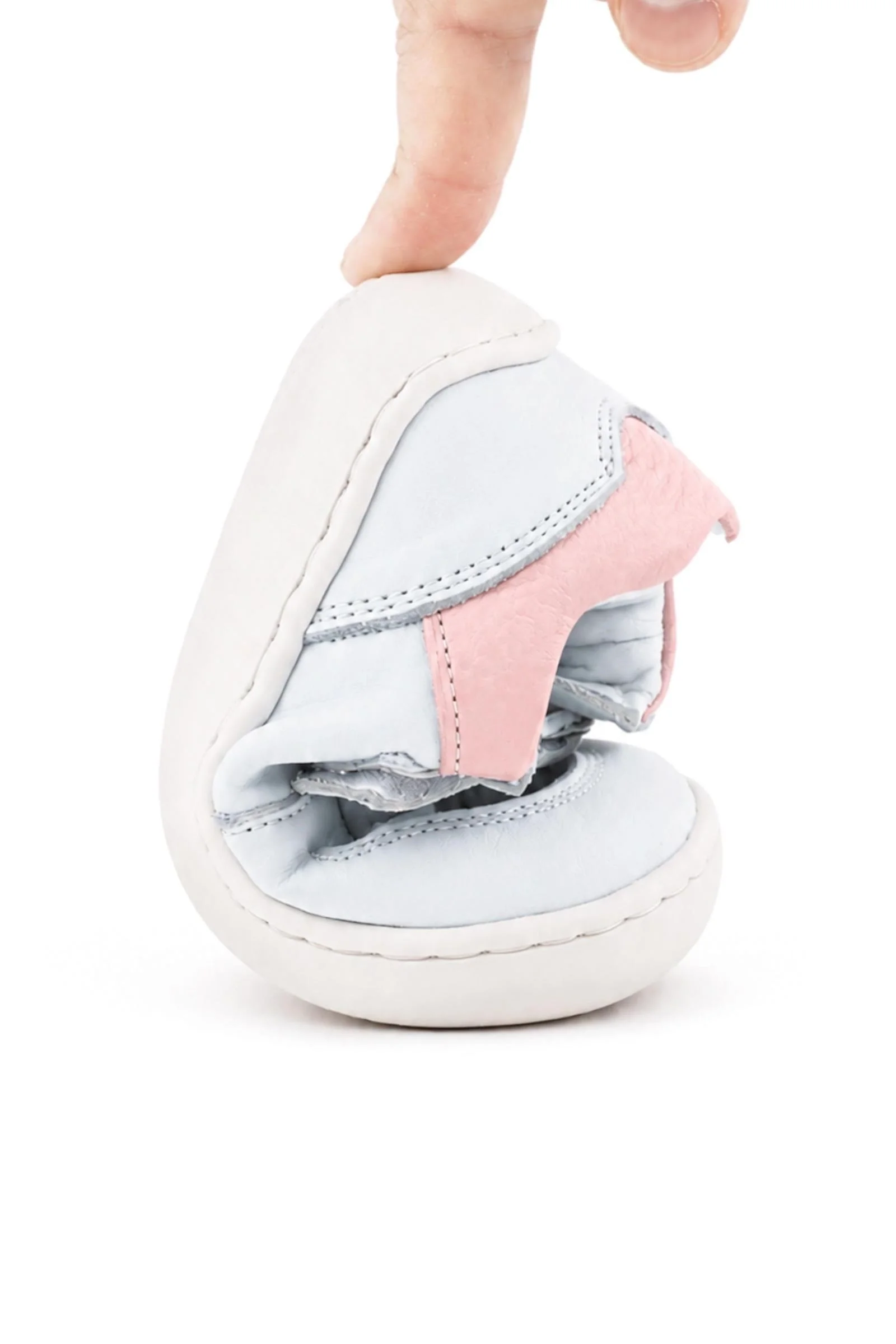 Rakerplus Bob Hakiki Deri Beyaz Nubuk Pembe Cırtlı Bebek Sneaker Ayakkabı
