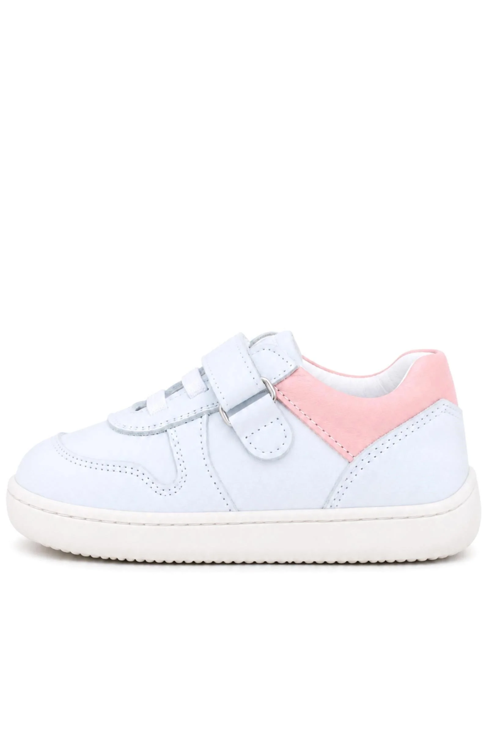 Rakerplus Bob Hakiki Deri Beyaz Nubuk Pembe Cırtlı Bebek Sneaker Ayakkabı