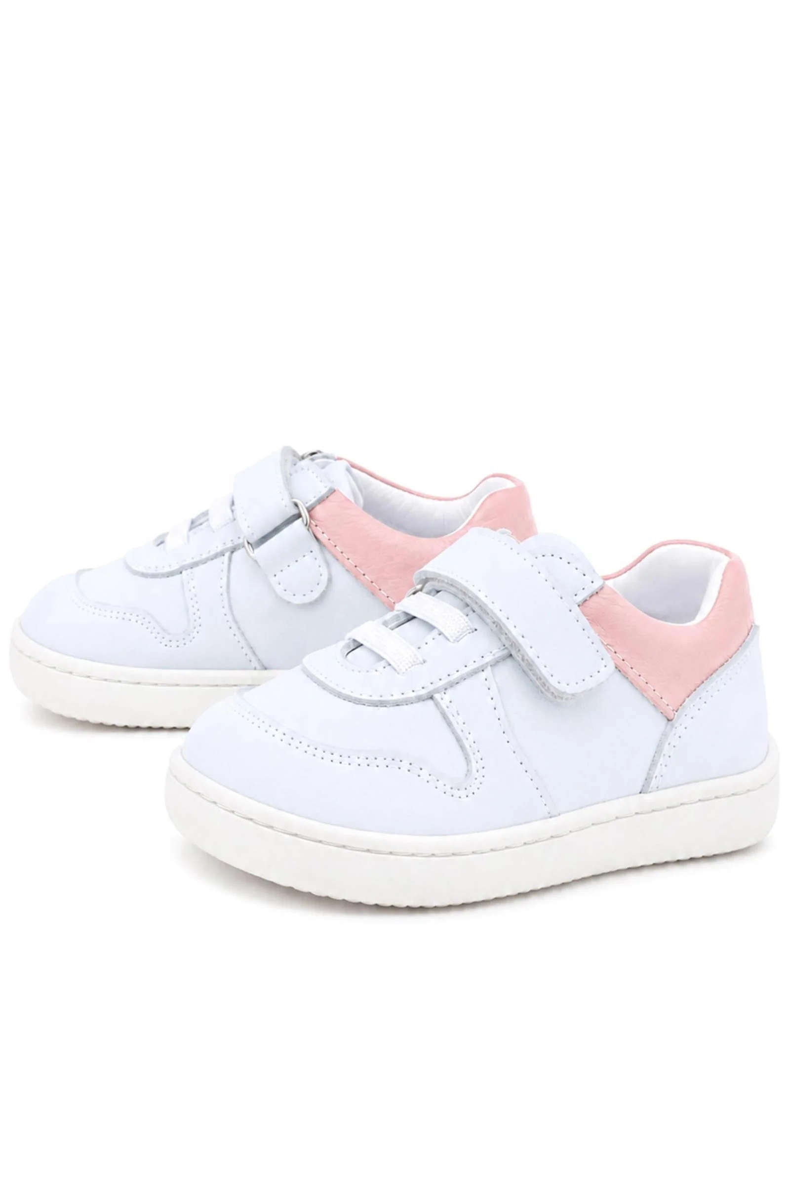 Rakerplus Bob Hakiki Deri Beyaz Nubuk Pembe Cırtlı Bebek Sneaker Ayakkabı