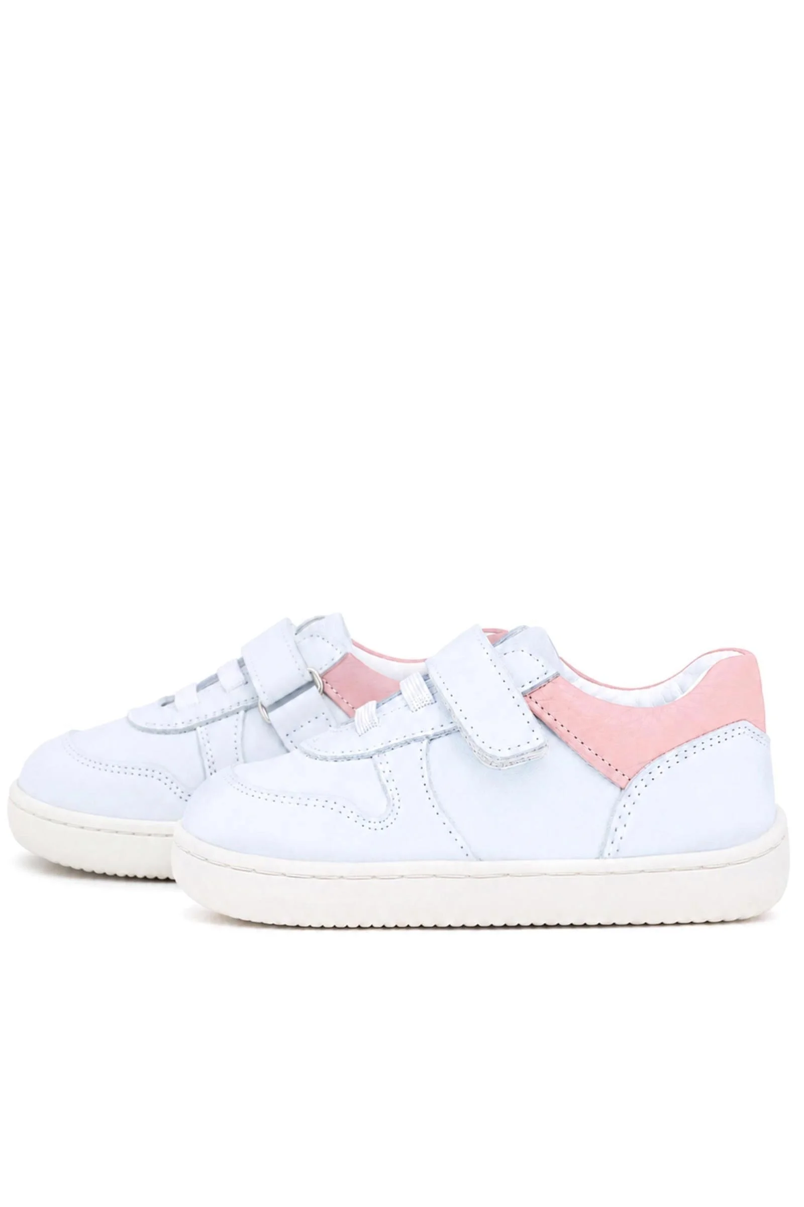 Rakerplus Bob Hakiki Deri Beyaz Nubuk Pembe Cırtlı Bebek Sneaker Ayakkabı