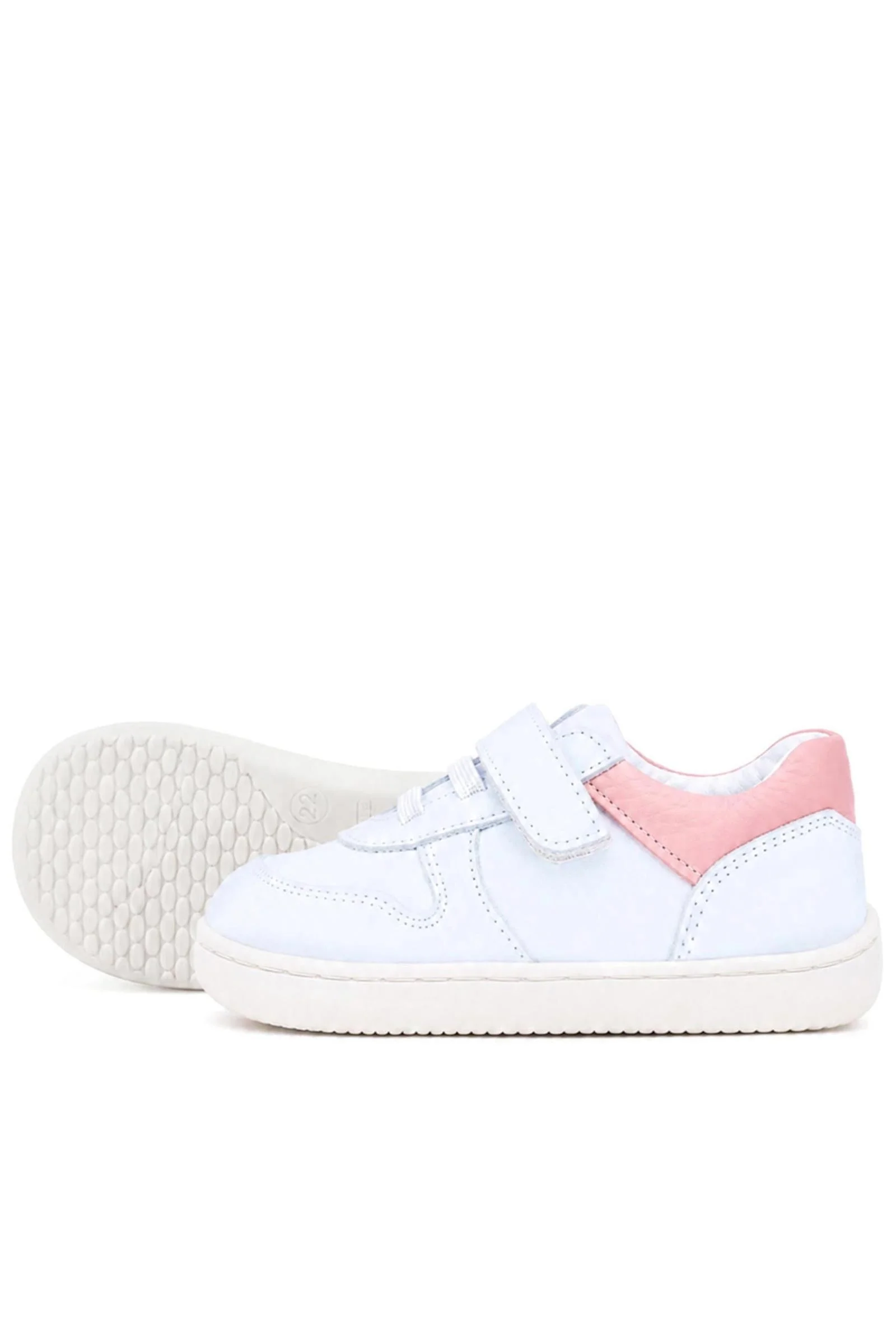 Rakerplus Bob Hakiki Deri Beyaz Nubuk Pembe Cırtlı Bebek Sneaker Ayakkabı