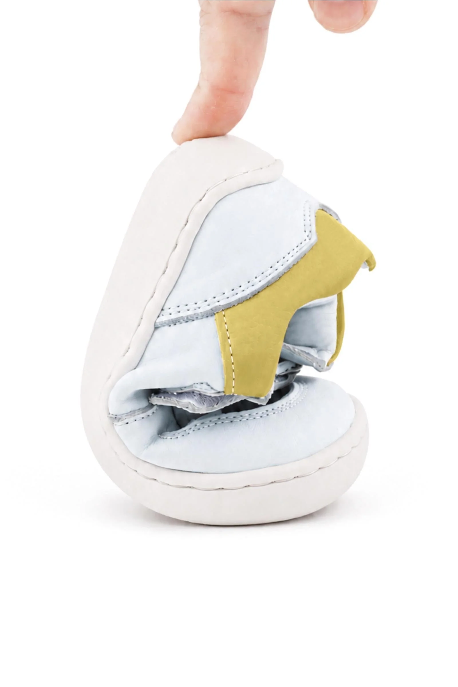 Rakerplus Bob Hakiki Deri Beyaz Nubuk Sarı Bebek Sneaker Ayakkabı
