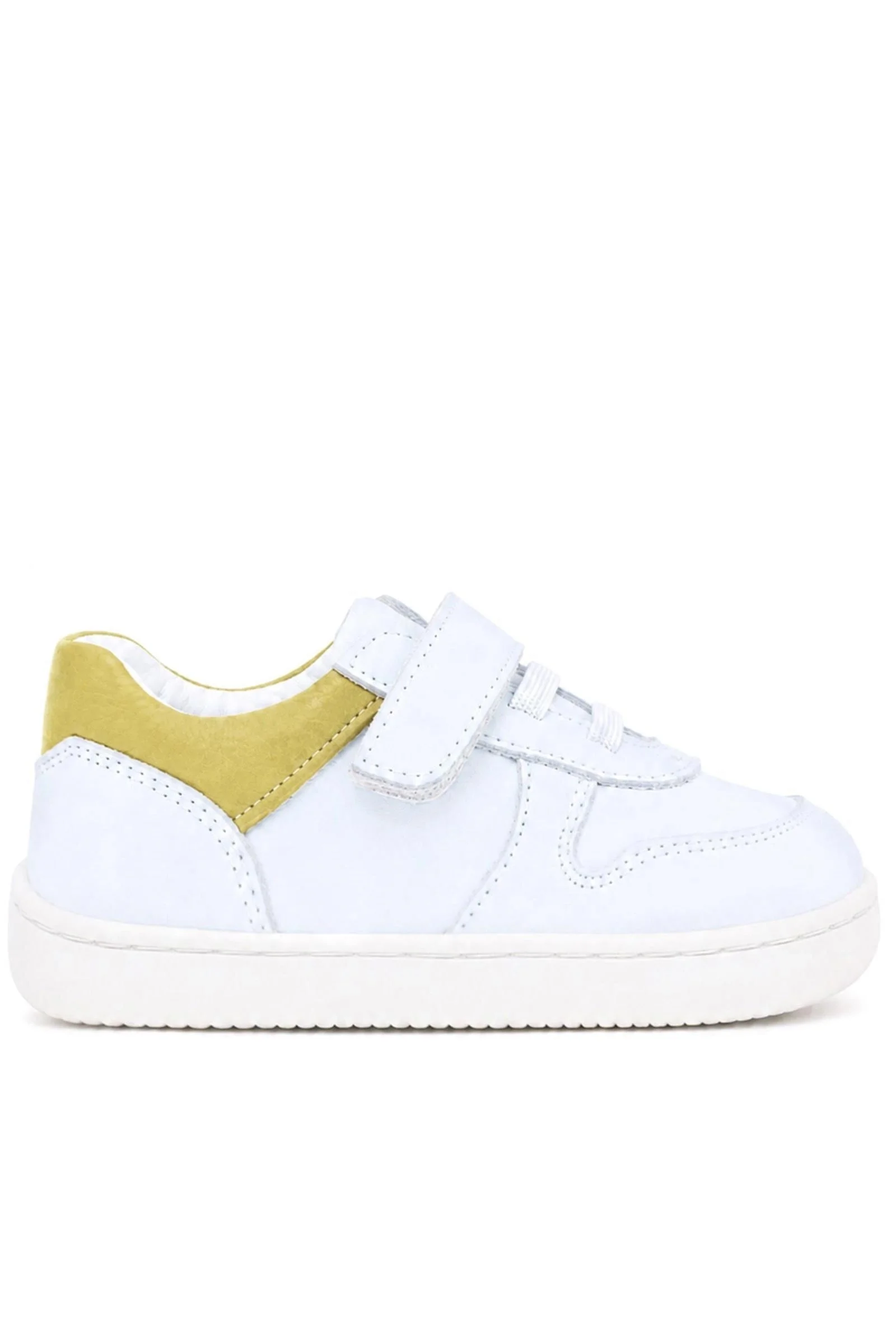 Rakerplus Bob Hakiki Deri Beyaz Nubuk Sarı Bebek Sneaker Ayakkabı
