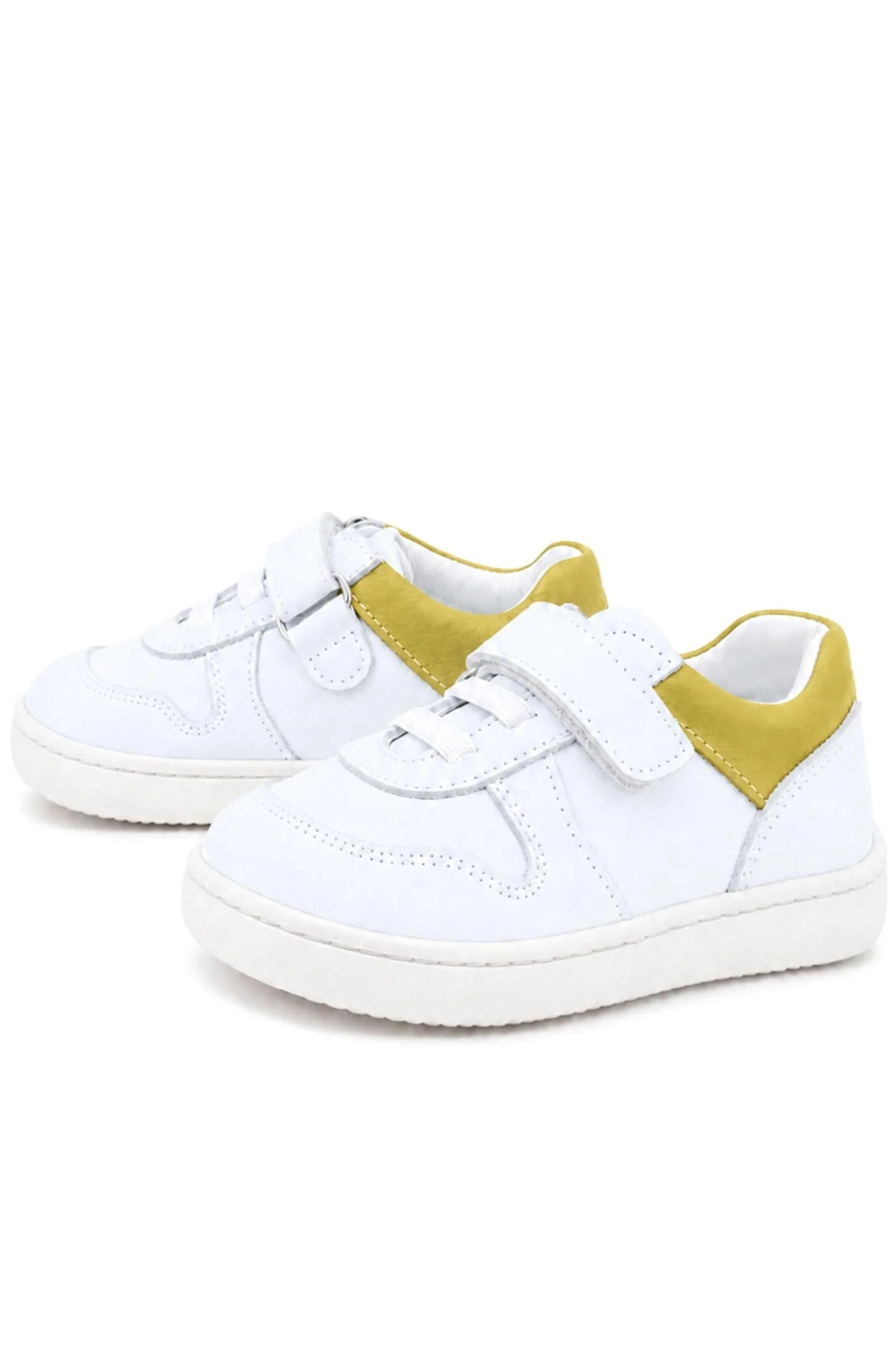 Rakerplus Bob Hakiki Deri Beyaz Nubuk Sarı Bebek Sneaker Ayakkabı