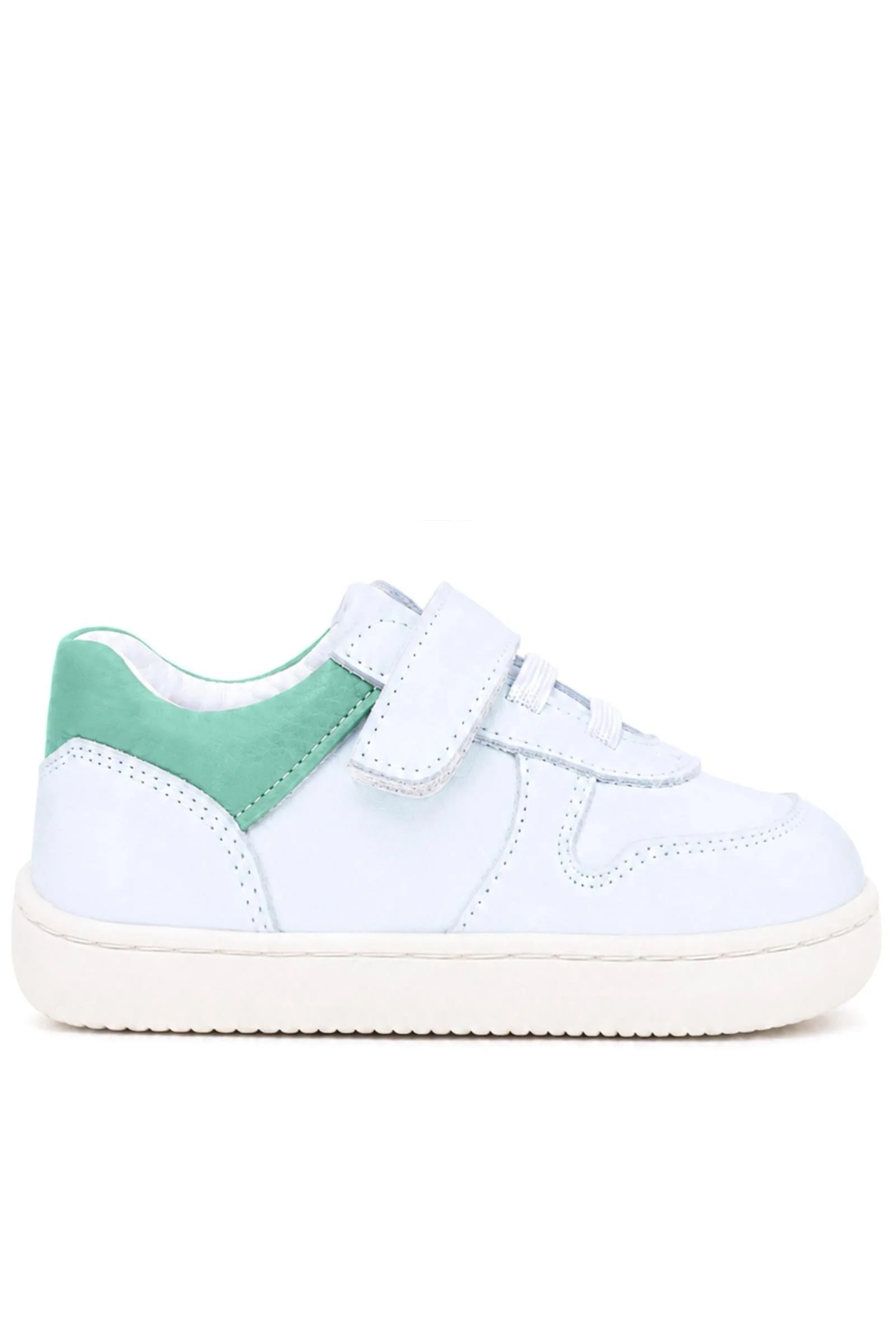 Rakerplus Bob Hakiki Deri Beyaz Nubuk Yeşil Cırtlı Bebek Sneaker Ayakkabı