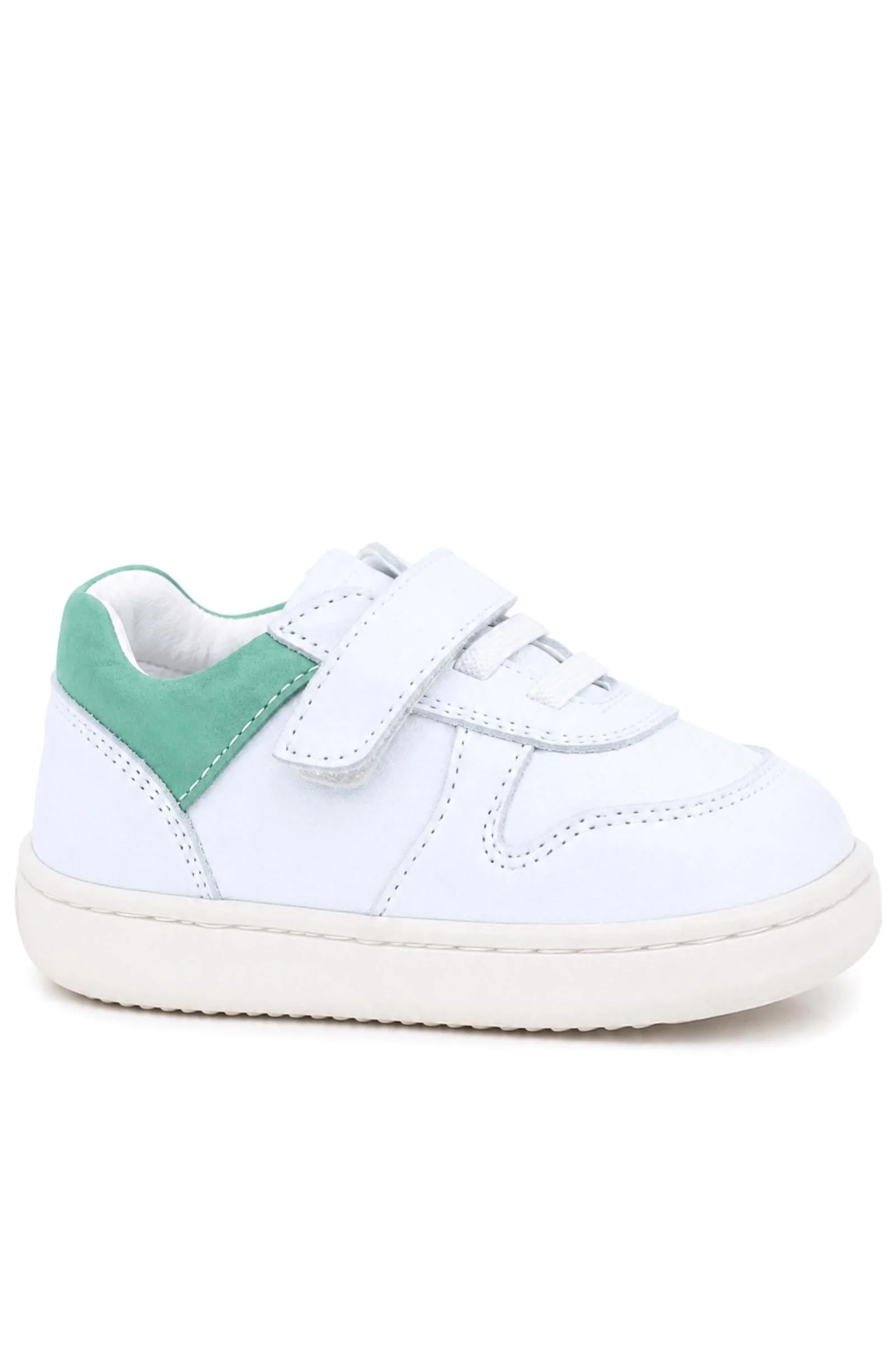 Rakerplus Bob Hakiki Deri Beyaz Nubuk Yeşil Cırtlı Bebek Sneaker Ayakkabı