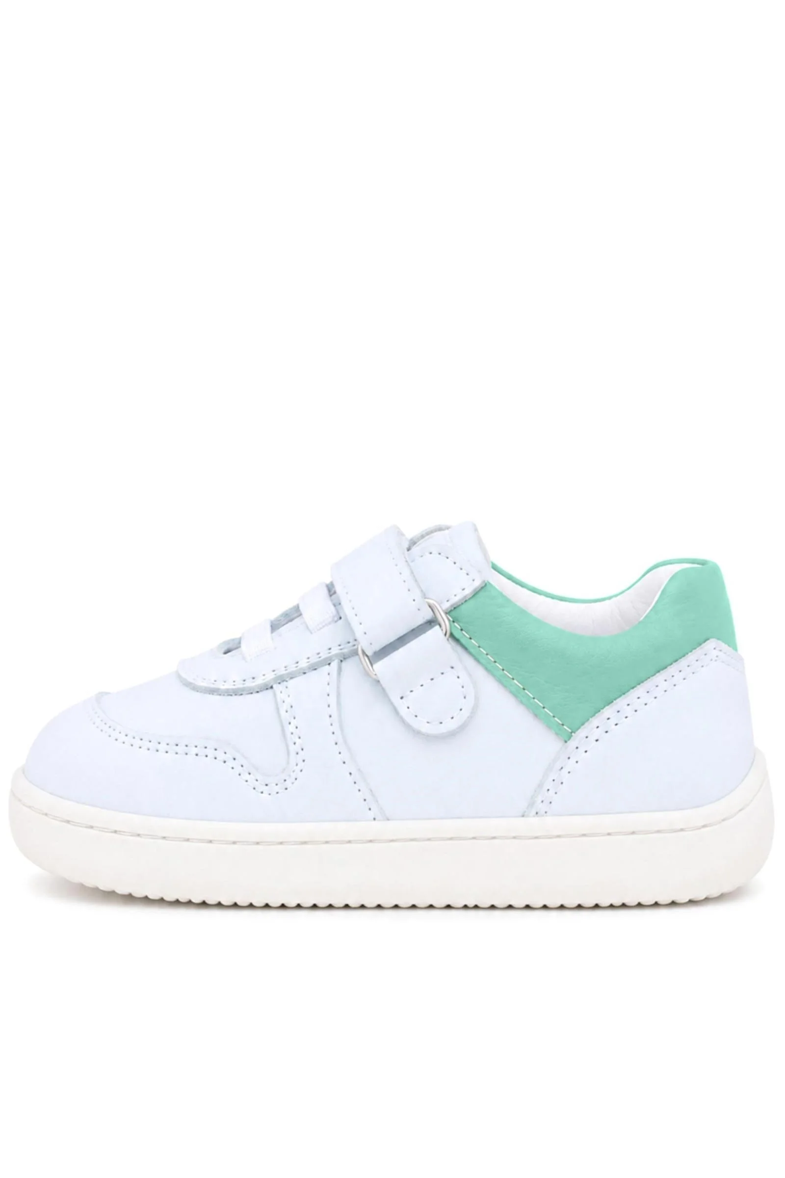 Rakerplus Bob Hakiki Deri Beyaz Nubuk Yeşil Cırtlı Bebek Sneaker Ayakkabı