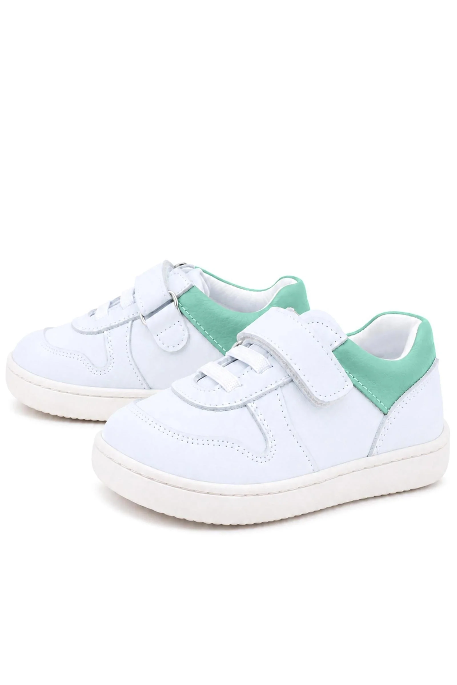 Rakerplus Bob Hakiki Deri Beyaz Nubuk Yeşil Cırtlı Bebek Sneaker Ayakkabı