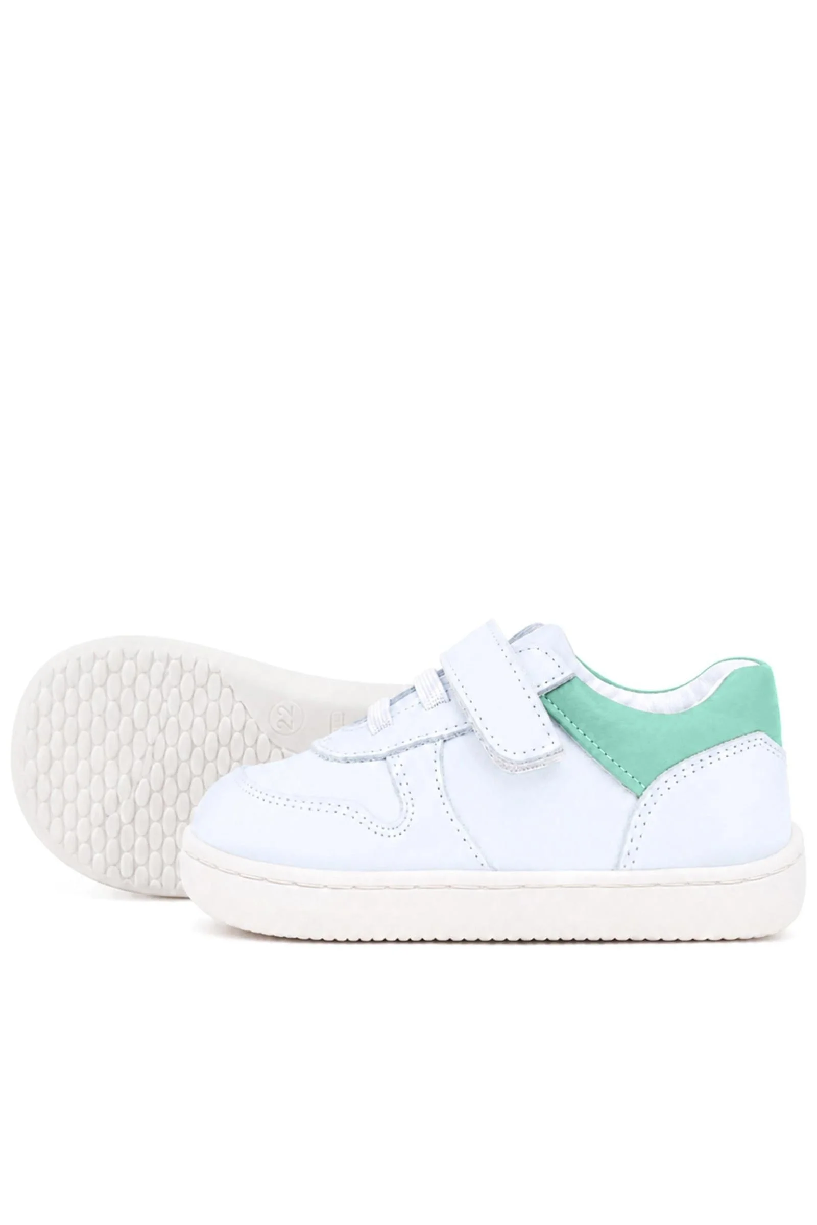 Rakerplus Bob Hakiki Deri Beyaz Nubuk Yeşil Cırtlı Bebek Sneaker Ayakkabı