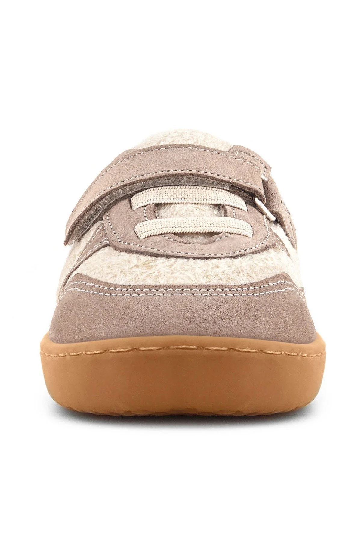 Rakerplus Bob Hakiki Deri Krem Kum Pofuduk Barefoot Cırtlı Lastikli Bebek Sneaker Ayakkabı