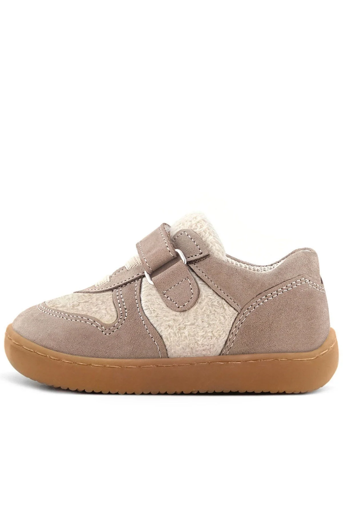 Rakerplus Bob Hakiki Deri Krem Kum Pofuduk Barefoot Cırtlı Lastikli Bebek Sneaker Ayakkabı