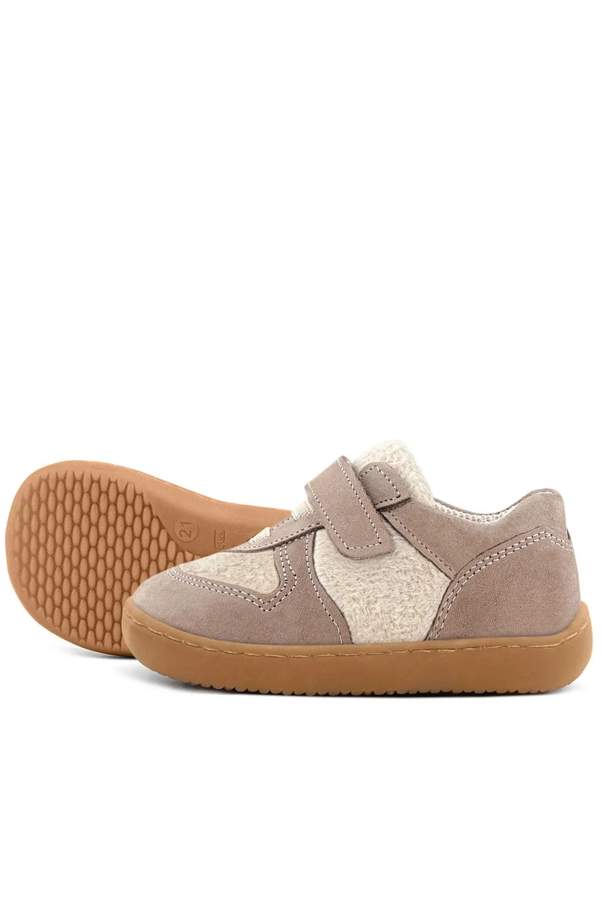 Rakerplus Bob Hakiki Deri Krem Kum Pofuduk Barefoot Cırtlı Lastikli Bebek Sneaker Ayakkabı