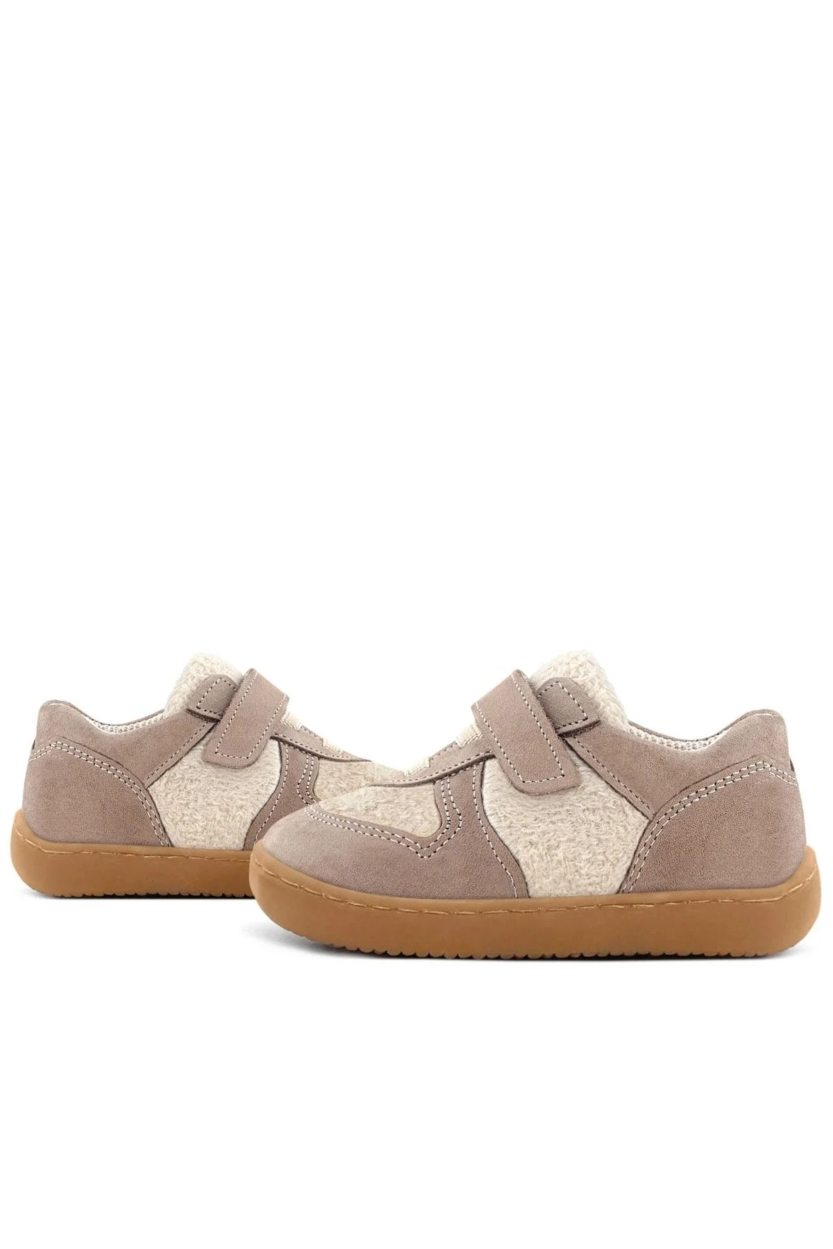 Rakerplus Bob Hakiki Deri Krem Kum Pofuduk Barefoot Cırtlı Lastikli Bebek Sneaker Ayakkabı