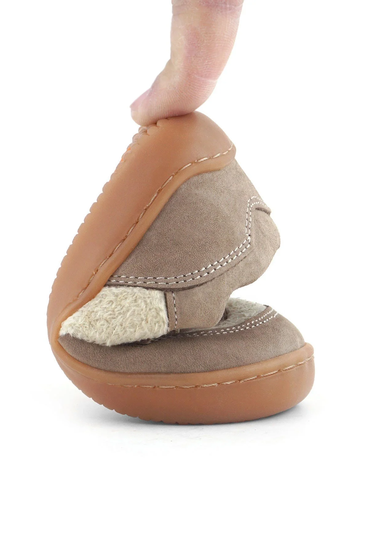 Rakerplus Bob Hakiki Deri Krem Kum Pofuduk Barefoot Cırtlı Lastikli Bebek Sneaker Ayakkabı