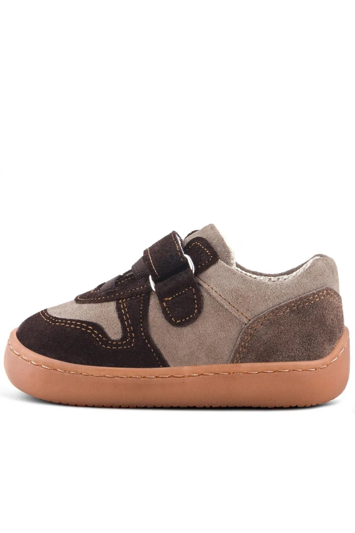 Rakerplus Bob Hakiki Deri Kum Kahve Barefoot Cırtlı Lastikli Bebek Sneaker Ayakkabı