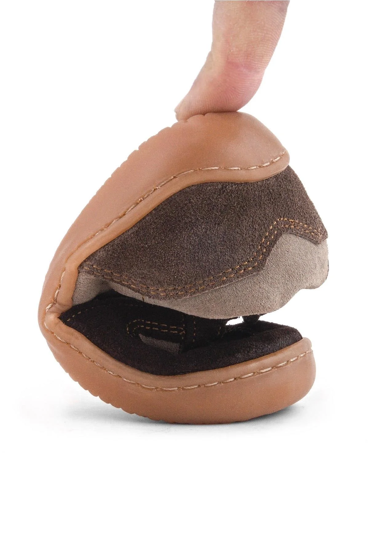 Rakerplus Bob Hakiki Deri Kum Kahve Barefoot Cırtlı Lastikli Bebek Sneaker Ayakkabı