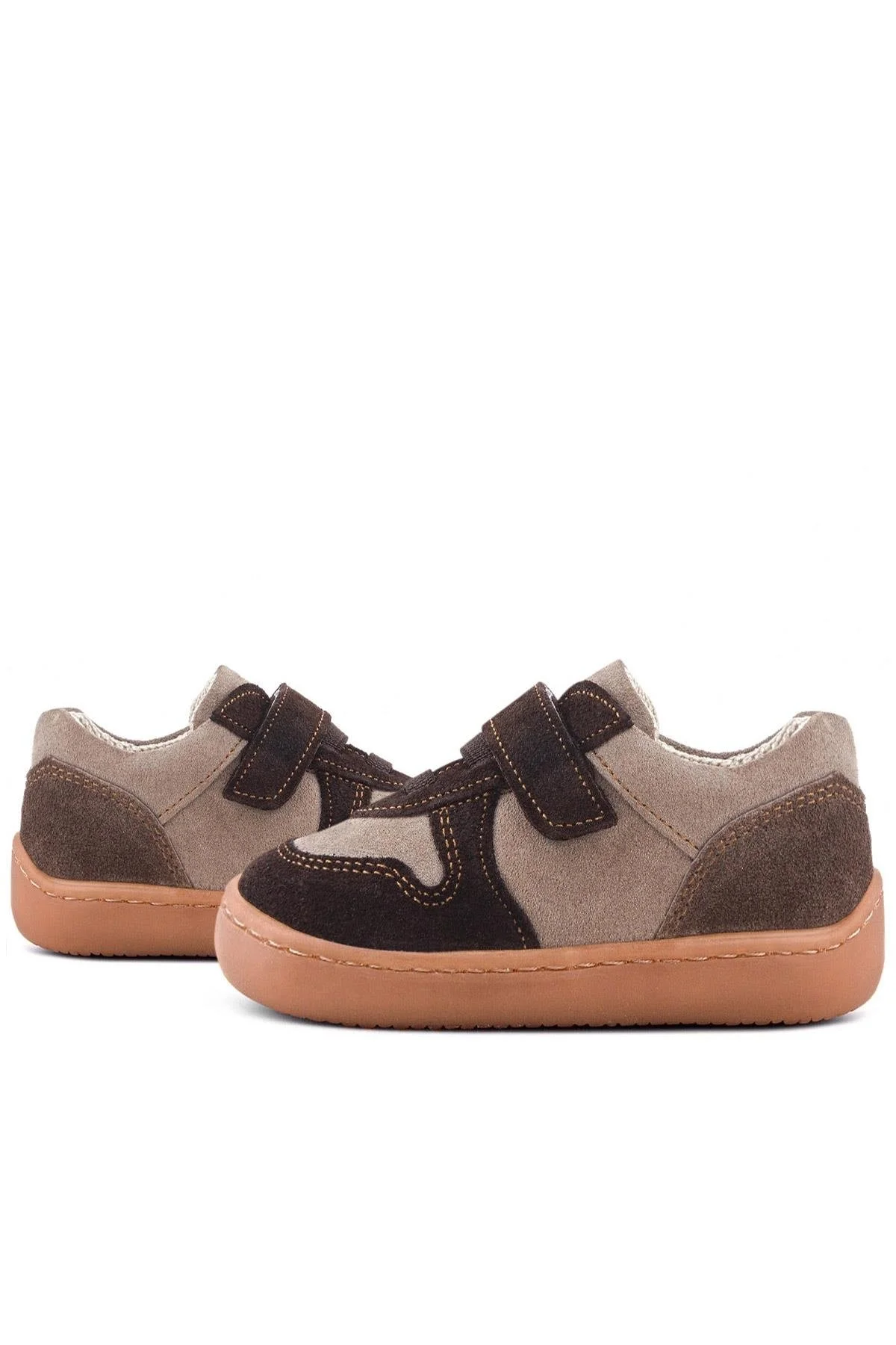 Rakerplus Bob Hakiki Deri Kum Kahve Barefoot Cırtlı Lastikli Bebek Sneaker Ayakkabı