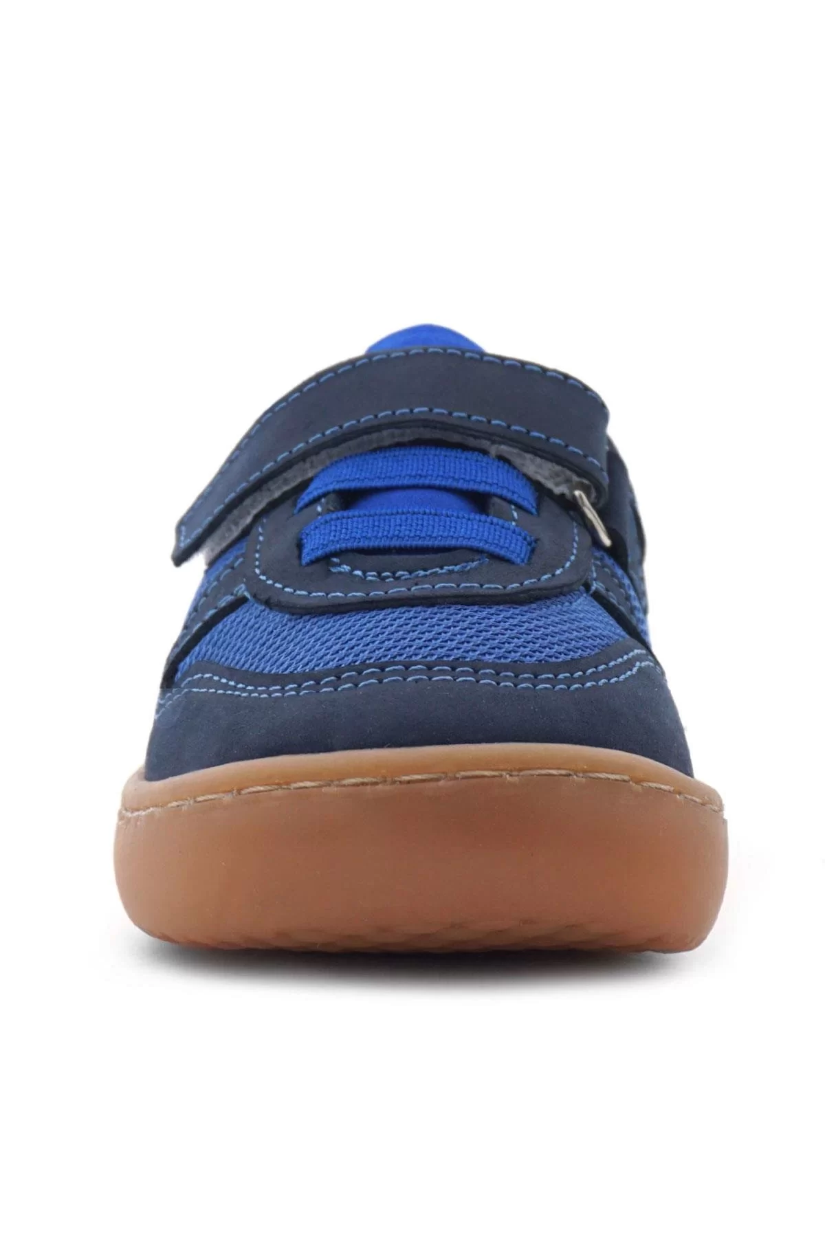 Rakerplus Bob Hakiki Deri Lacivert Mavi Barefoot Cırtlı Lastikli Bebek Sneaker Ayakkabı
