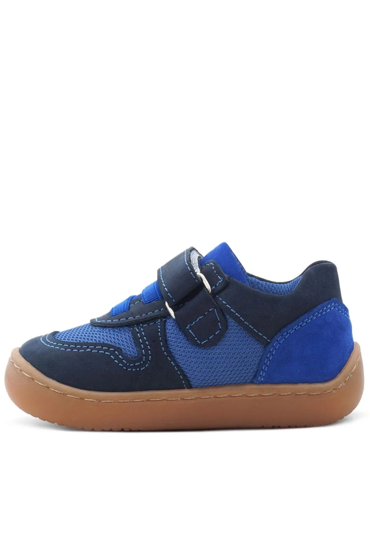 Rakerplus Bob Hakiki Deri Lacivert Mavi Barefoot Cırtlı Lastikli Bebek Sneaker Ayakkabı