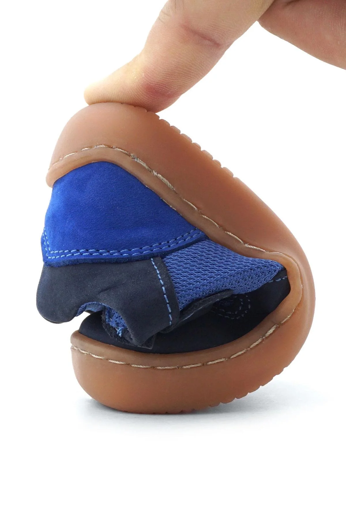 Rakerplus Bob Hakiki Deri Lacivert Mavi Barefoot Cırtlı Lastikli Bebek Sneaker Ayakkabı