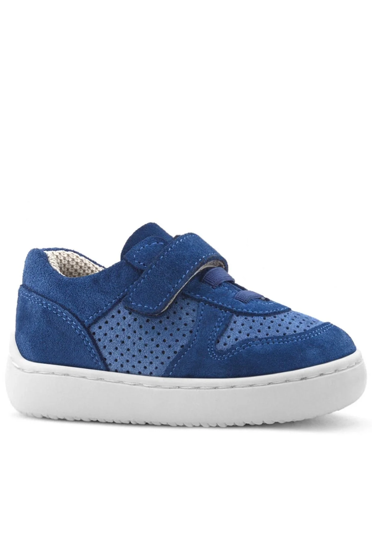 Rakerplus Bob Hakiki Deri Mavi Barefoot Cırtlı Lastikli Bebek Sneaker Ayakkabı