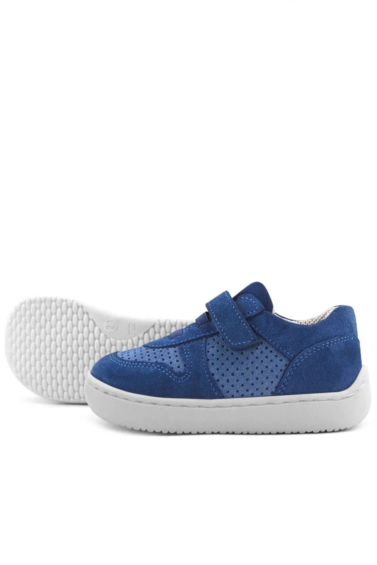 Rakerplus Bob Hakiki Deri Mavi Barefoot Cırtlı Lastikli Bebek Sneaker Ayakkabı