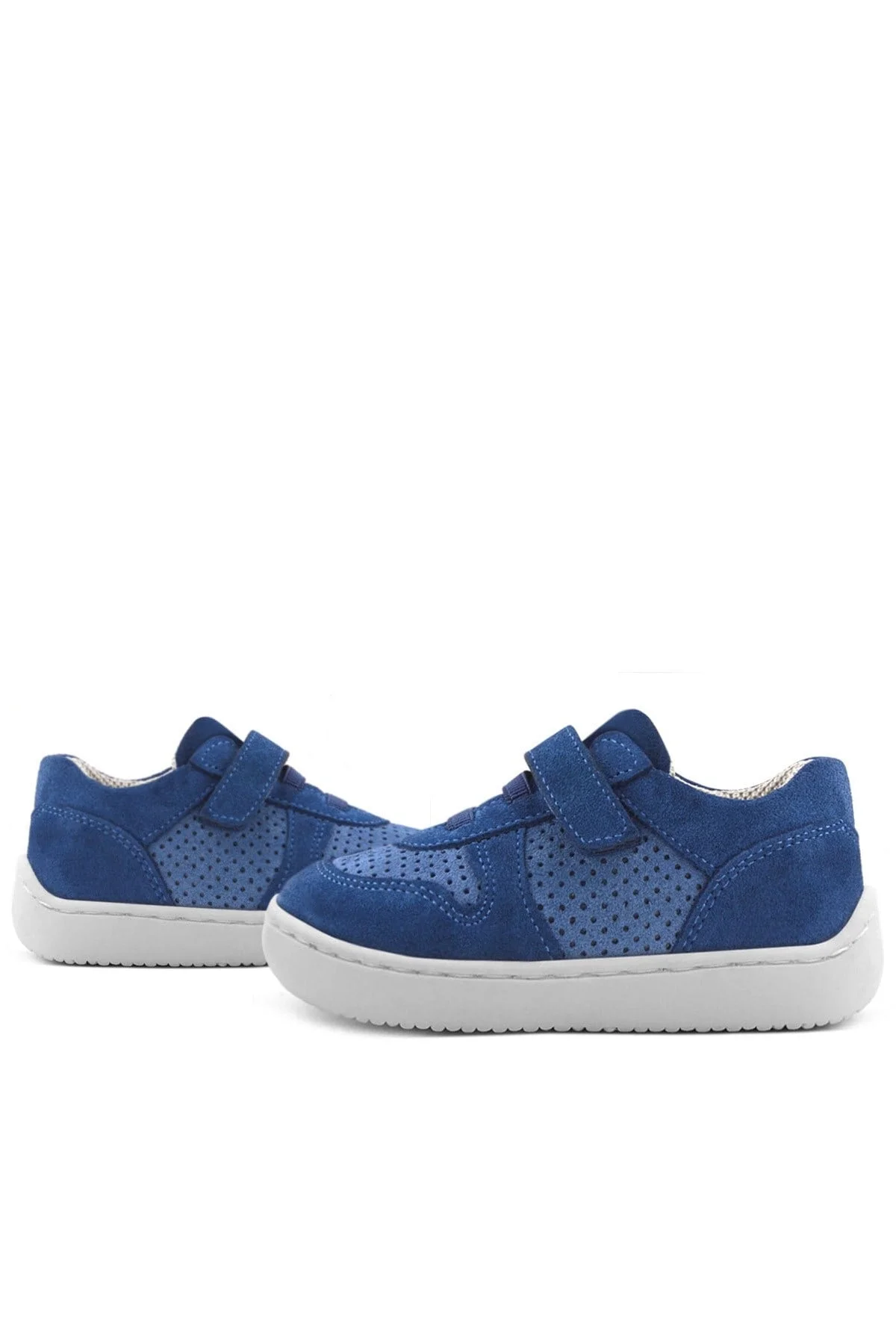 Rakerplus Bob Hakiki Deri Mavi Barefoot Cırtlı Lastikli Bebek Sneaker Ayakkabı