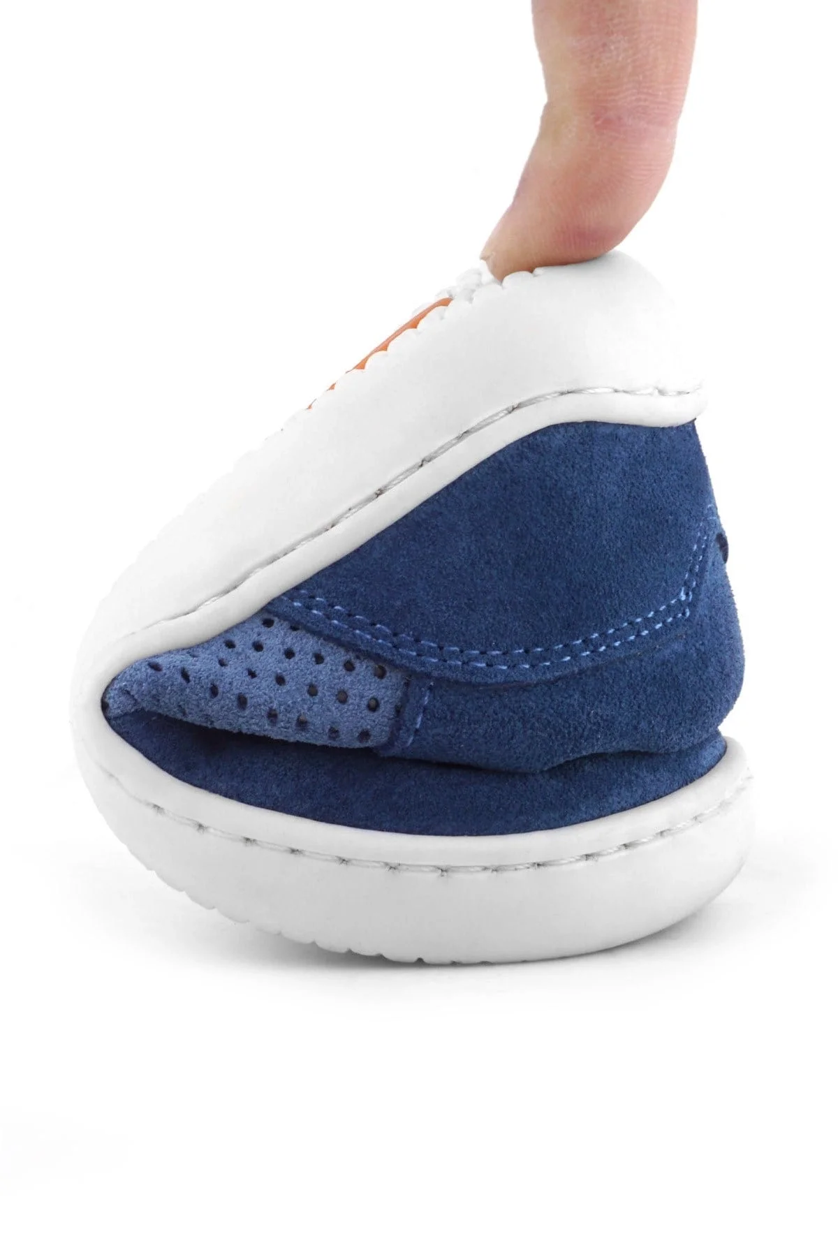 Rakerplus Bob Hakiki Deri Mavi Barefoot Cırtlı Lastikli Bebek Sneaker Ayakkabı