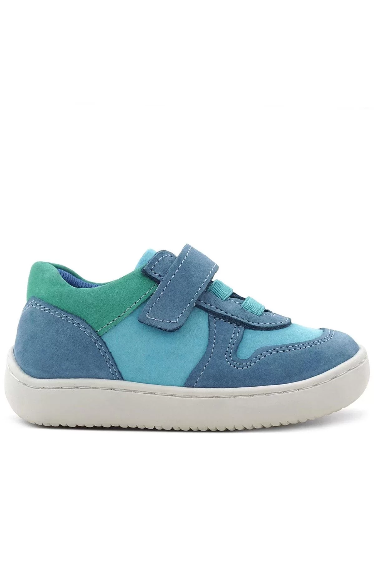 Rakerplus Bob Hakiki Deri Mavi Yeşil Barefoot Cırtlı Lastikli Bebek Sneaker Ayakkabı
