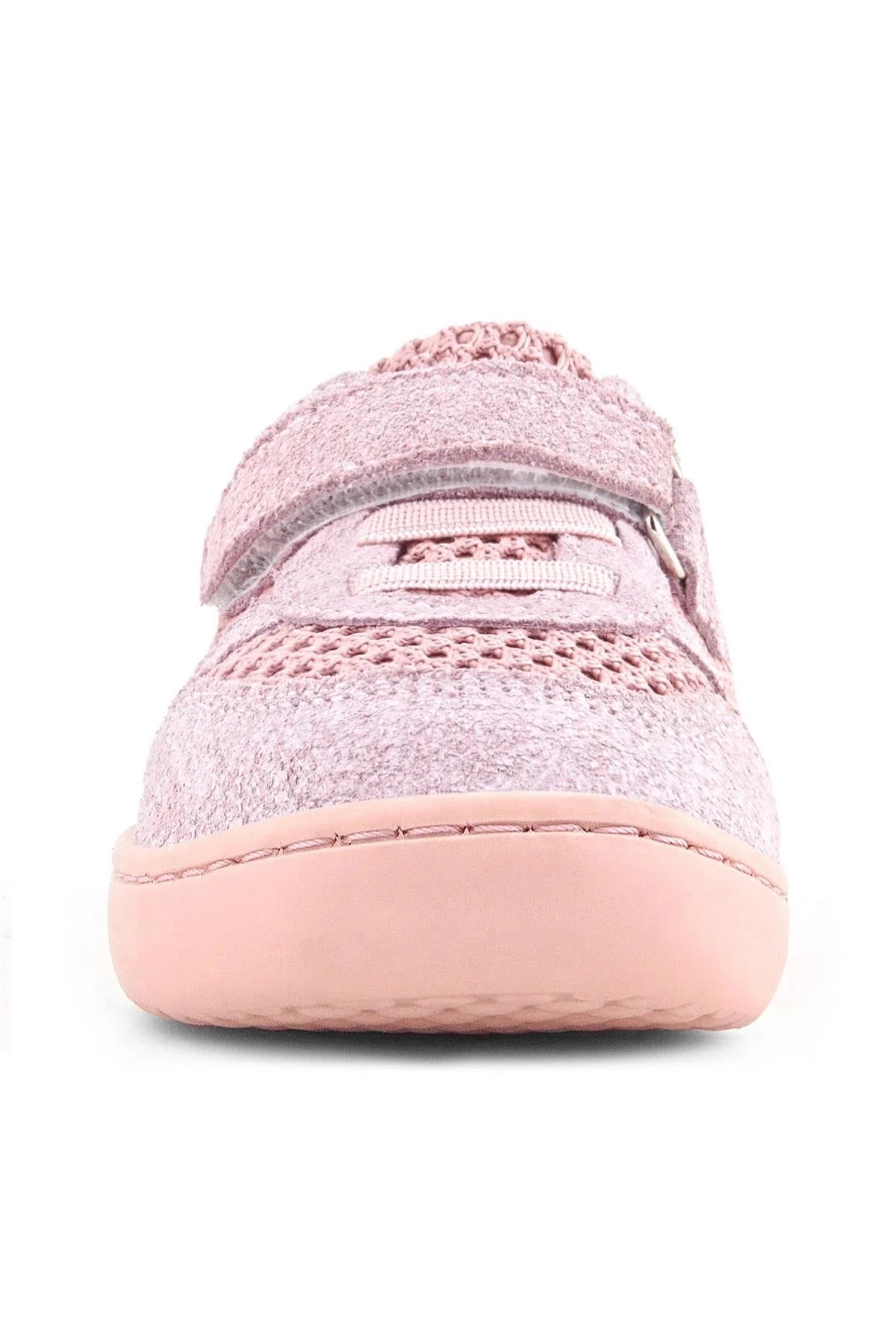 Rakerplus Bob Hakiki Deri Pudra Gri Barefoot Cırtlı Lastikli Bebek Sneaker Ayakkabı