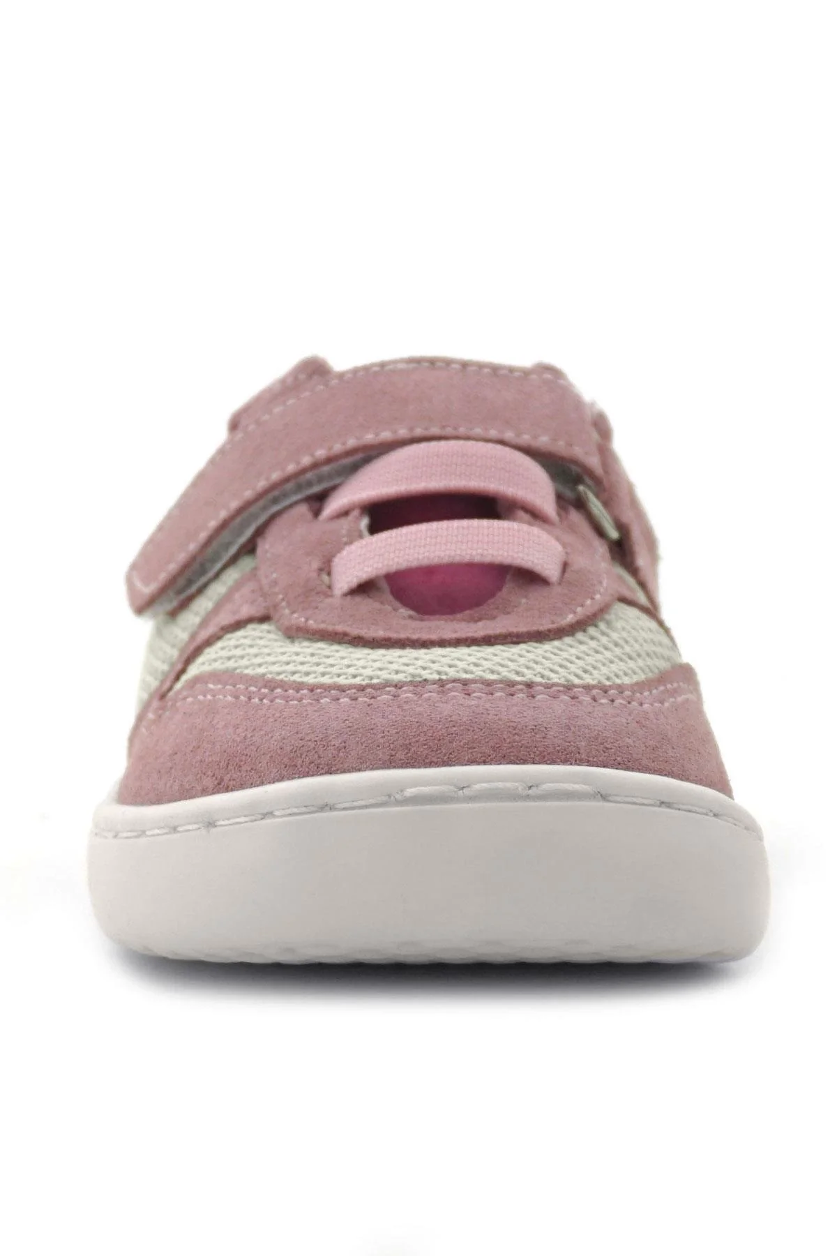 Rakerplus Bob Hakiki Deri Pudra Pembe Barefoot Cırtlı Lastikli Bebek Sneaker Ayakkabı