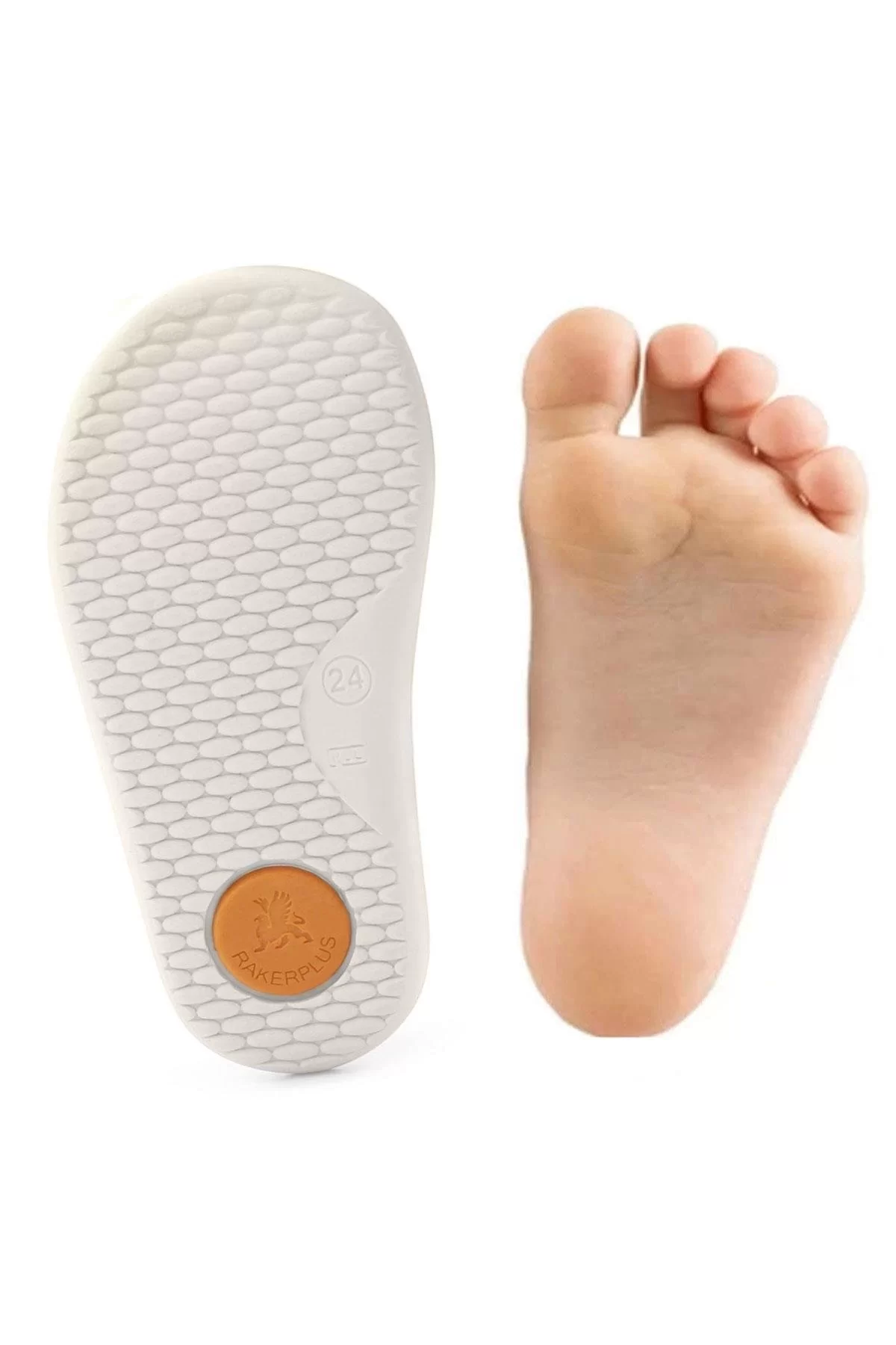 Rakerplus Bob Hakiki Deri Pudra Pembe Barefoot Cırtlı Lastikli Bebek Sneaker Ayakkabı