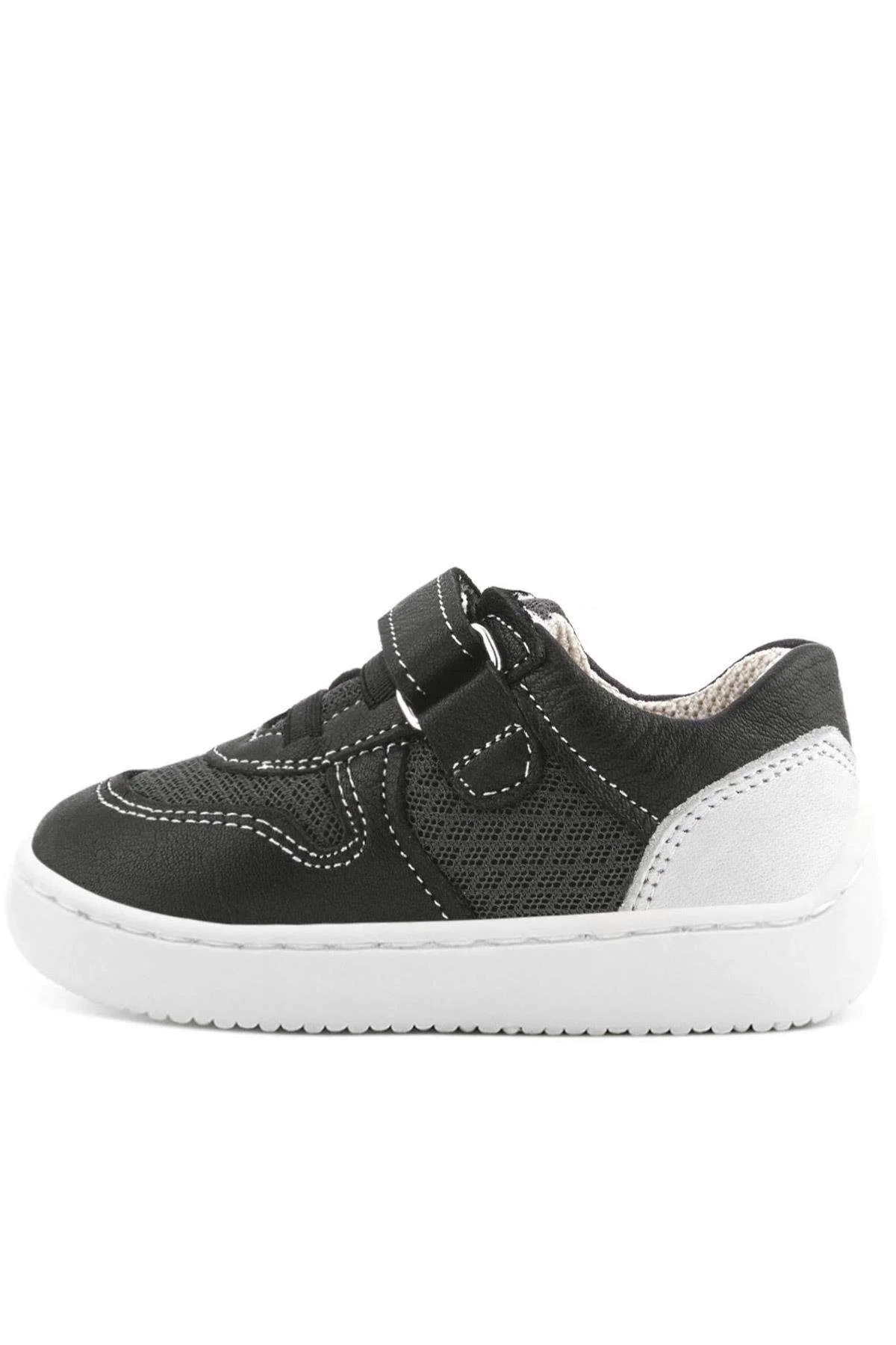 Rakerplus Bob Hakiki Deri Siyah Barefoot Cırtlı Lastikli Bebek Sneaker Ayakkabı