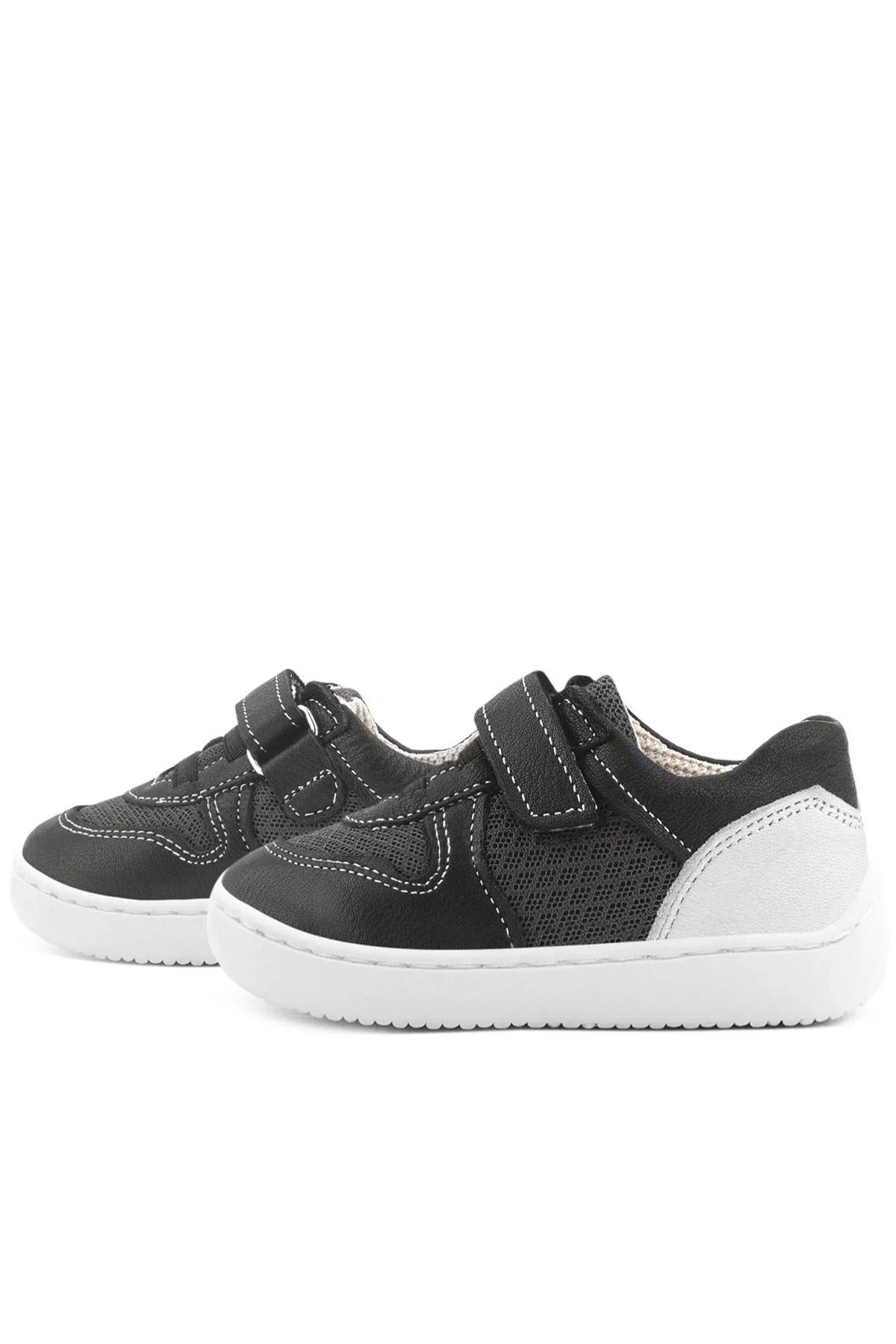 Rakerplus Bob Hakiki Deri Siyah Barefoot Cırtlı Lastikli Bebek Sneaker Ayakkabı