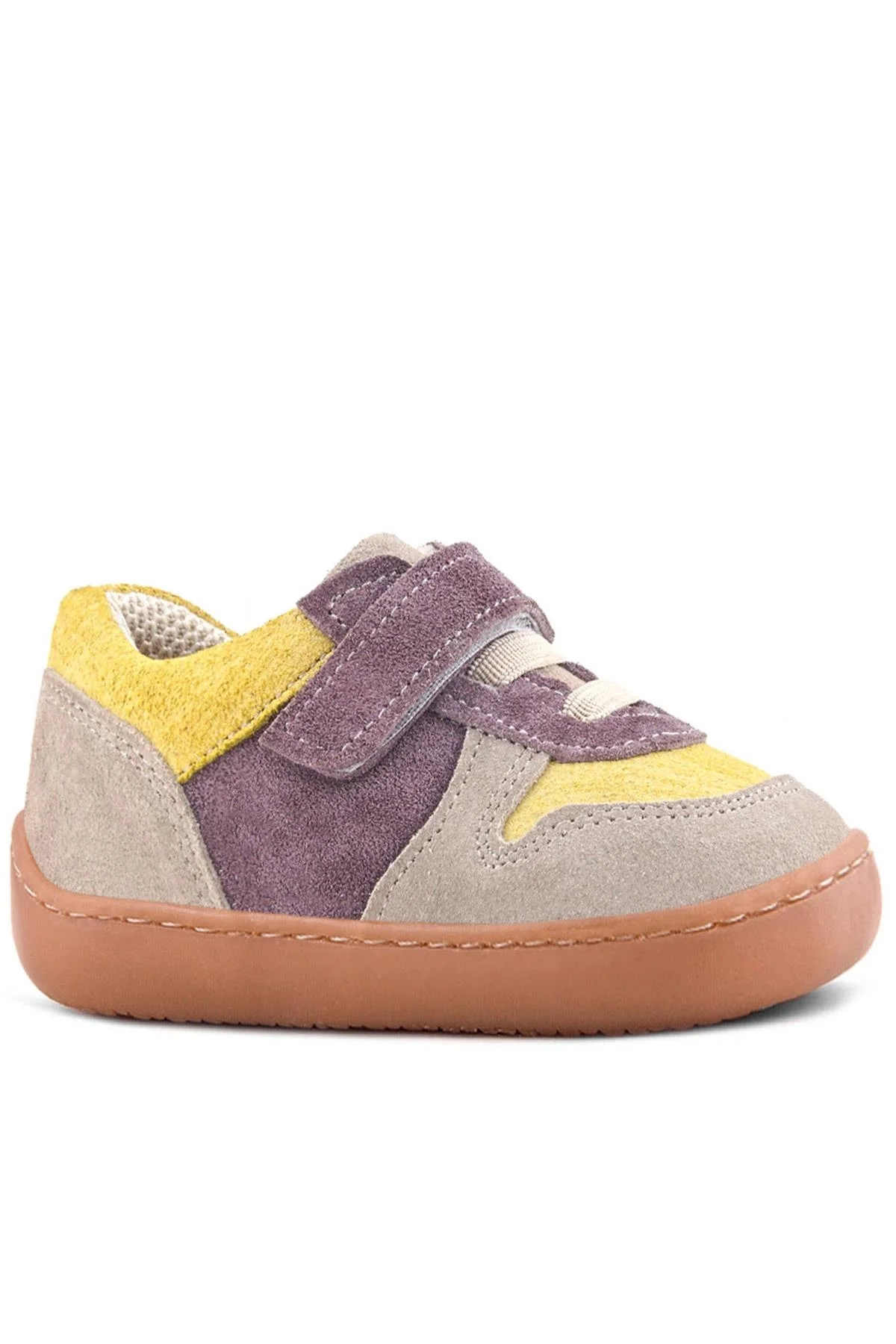 Rakerplus Bob Hakiki Deri Vizon Sarı Barefoot Cırtlı Lastikli Bebek Sneaker Ayakkabı