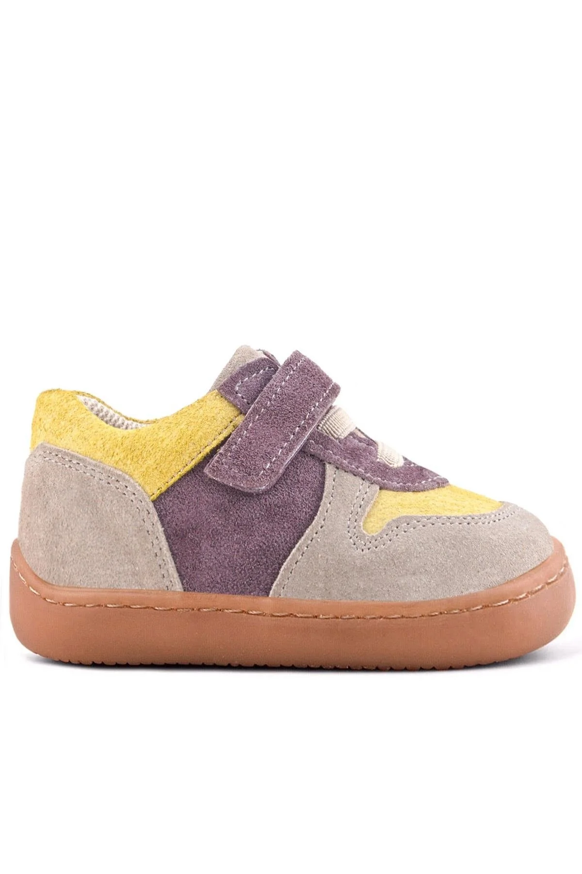 Rakerplus Bob Hakiki Deri Vizon Sarı Barefoot Cırtlı Lastikli Bebek Sneaker Ayakkabı