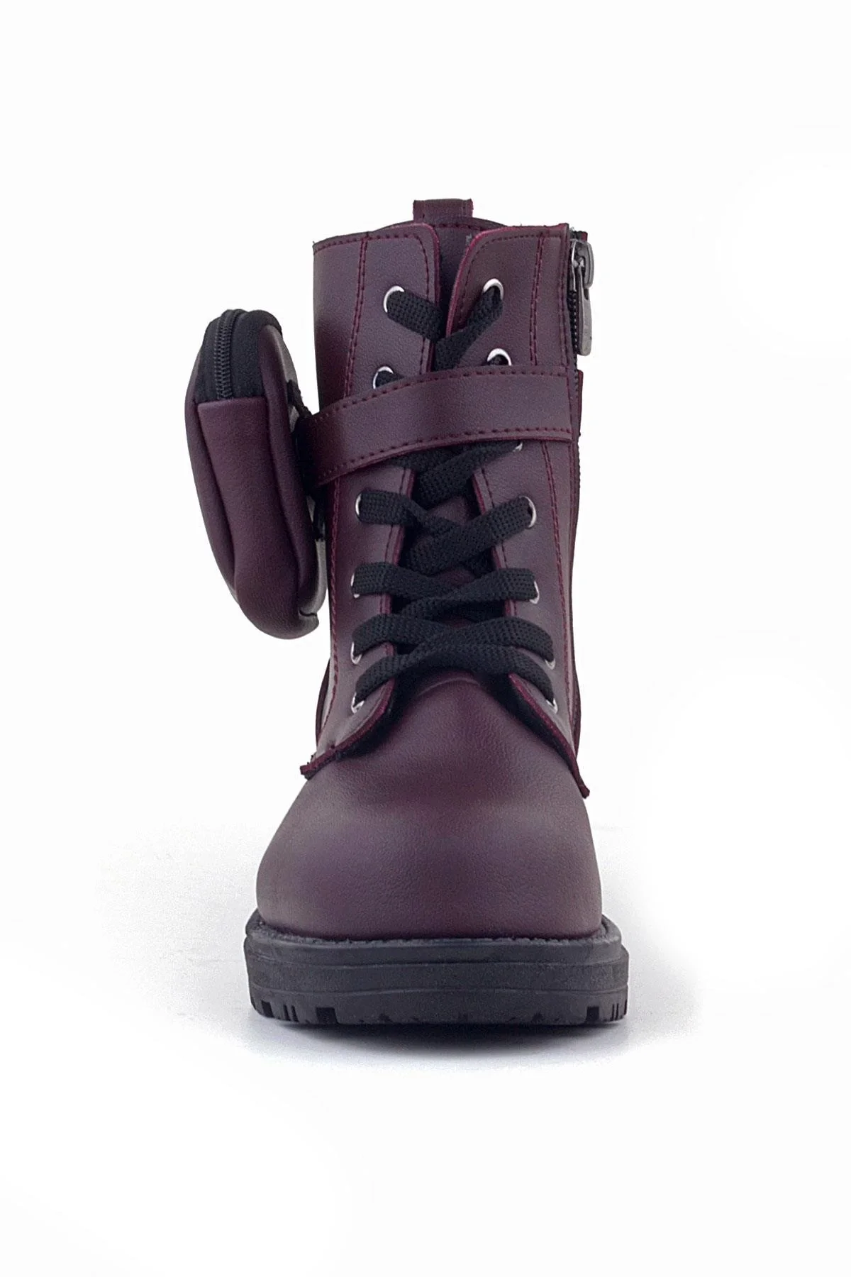 Rakerplus Bordo Fermuarlı Bağcıklı Cüzdanlı Kız Çocuk Bot