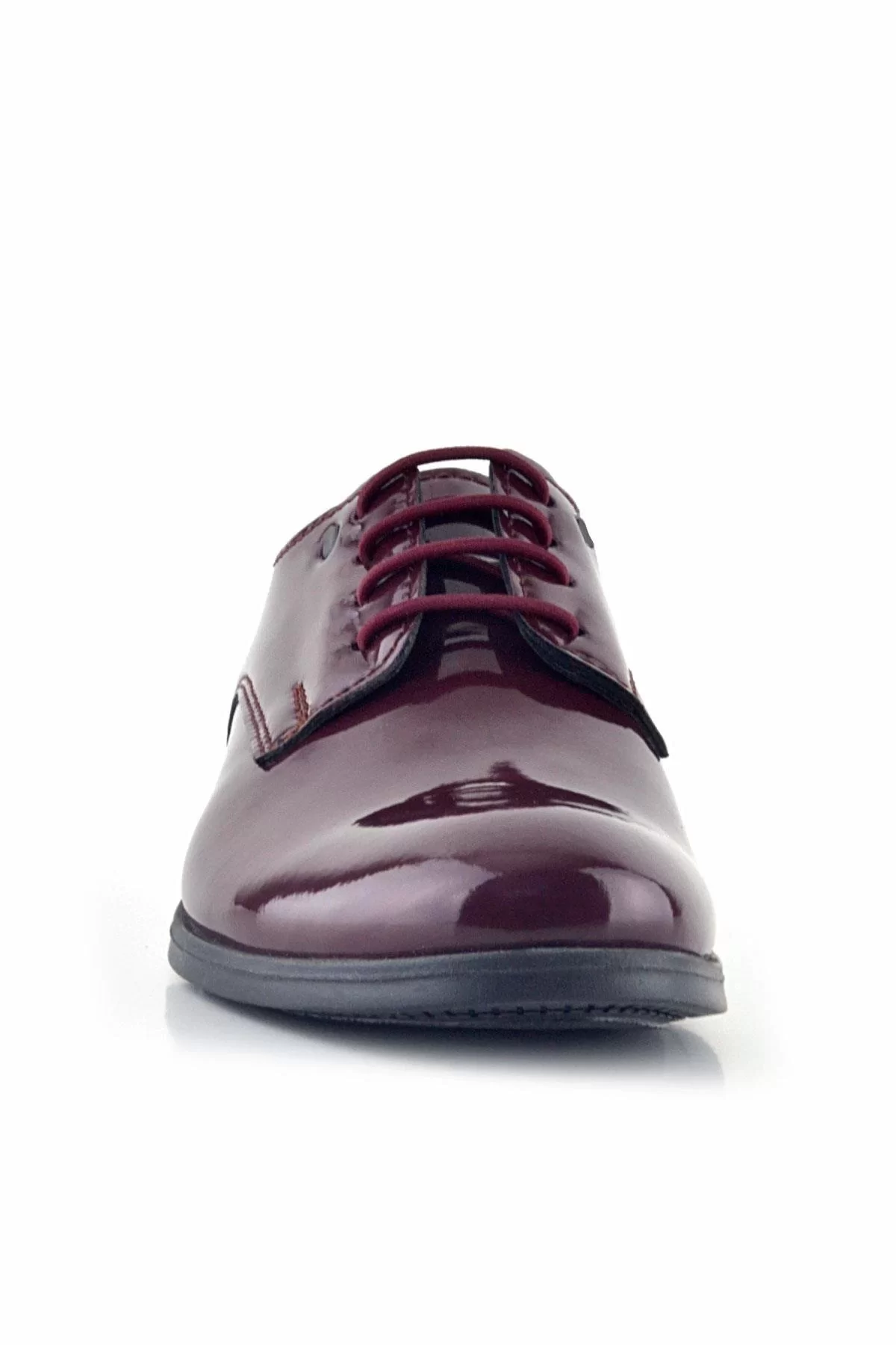 Rakerplus Bordo Rugan Bağcıklı Metal Detaylı Oxford Çocuk Klasik Ayakkabısı