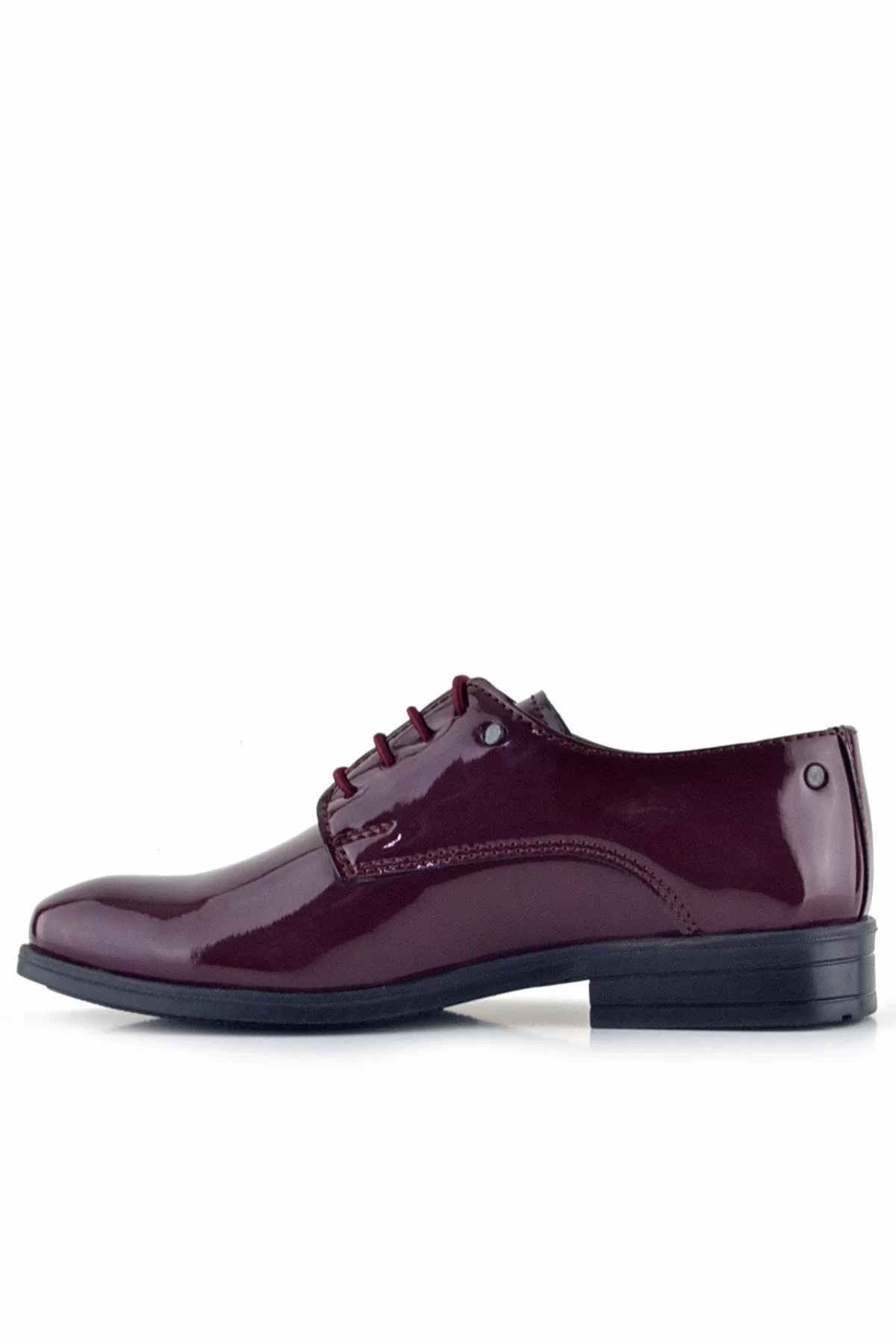 Rakerplus Bordo Rugan Bağcıklı Metal Detaylı Oxford Çocuk Klasik Ayakkabısı