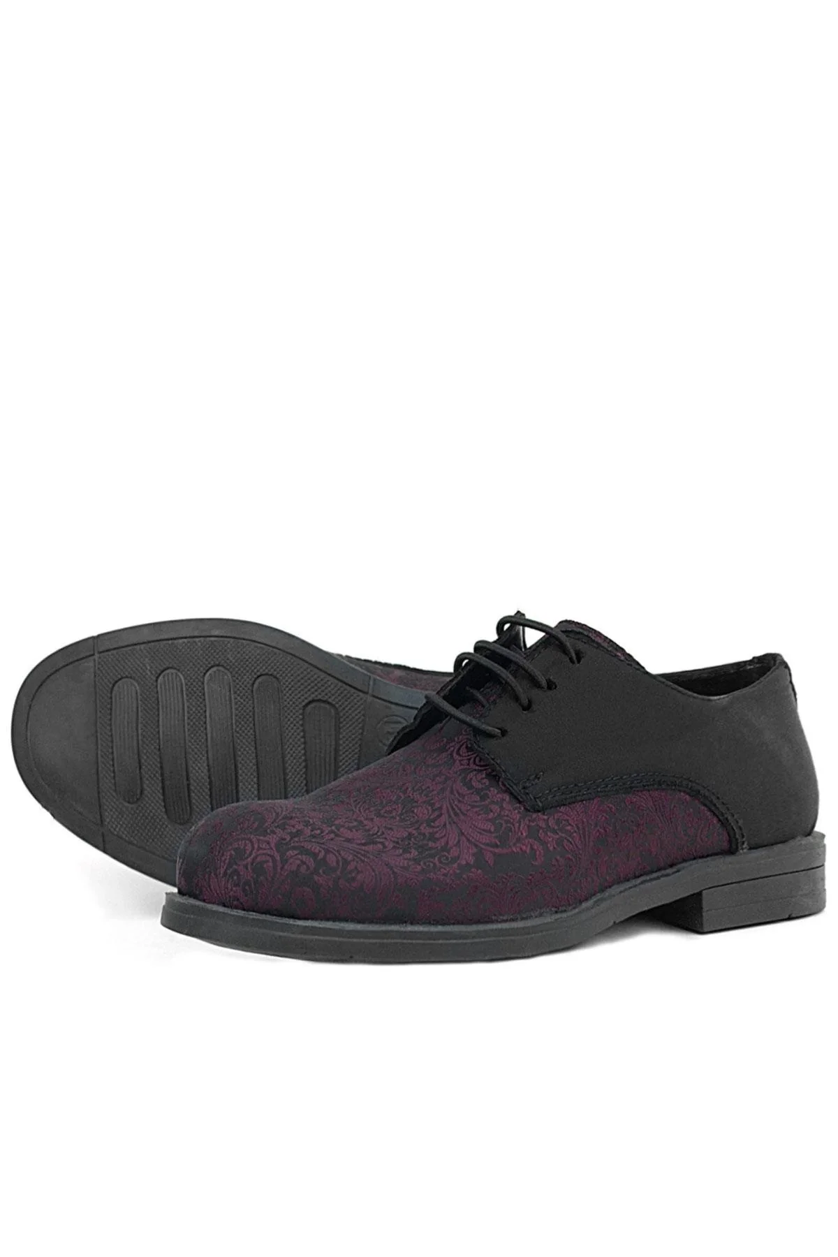 Rakerplus Bordo Siyah Bağcıklı Takım Elbise Klasik Çocuk Ayakkabı