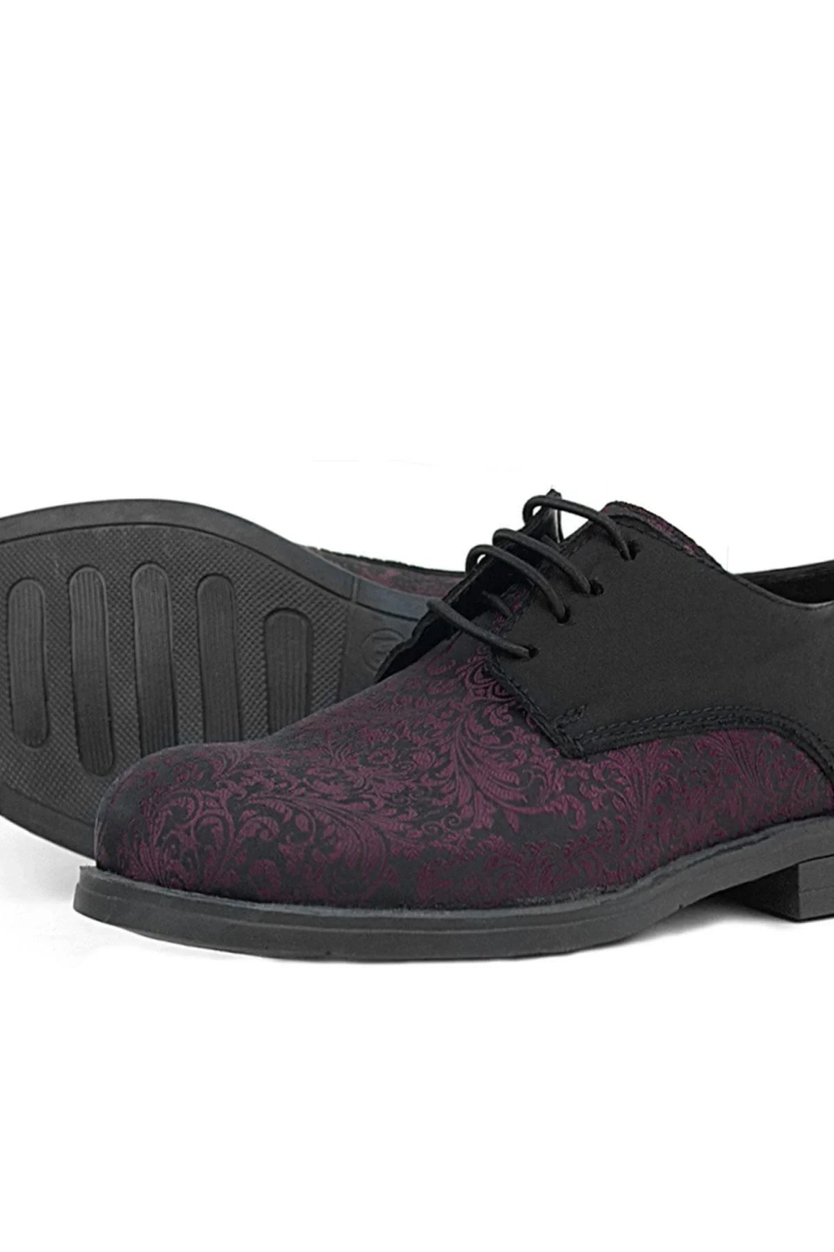 Rakerplus Bordo Siyah Bağcıklı Takım Elbise Klasik Çocuk Ayakkabı