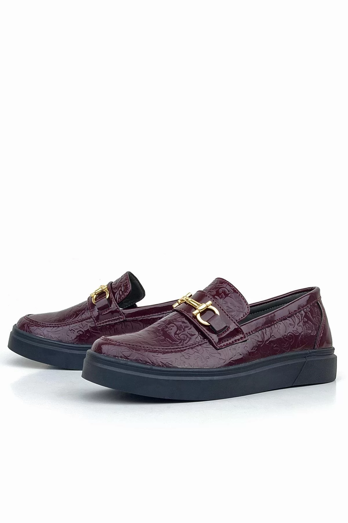 Rakerplus Bordo Tokalı Loafer Çocuk Klasik Ayakkabı