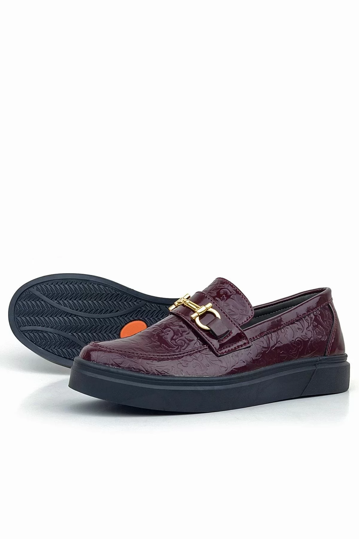 Rakerplus Bordo Tokalı Loafer Çocuk Klasik Ayakkabı