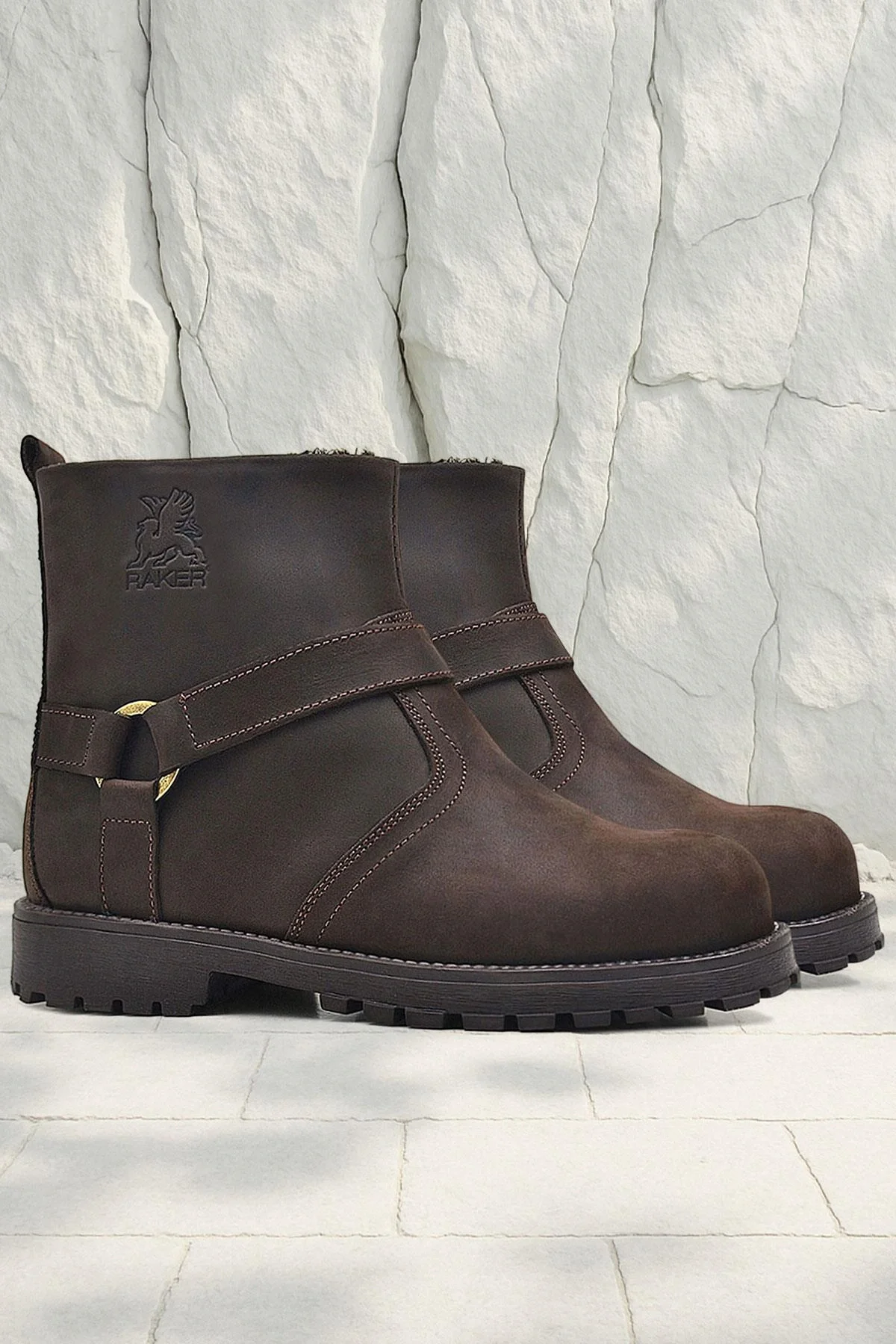 Rakerplus Chiron Hakiki Deri Fermuarlı Kışlık Çocuk Botu
