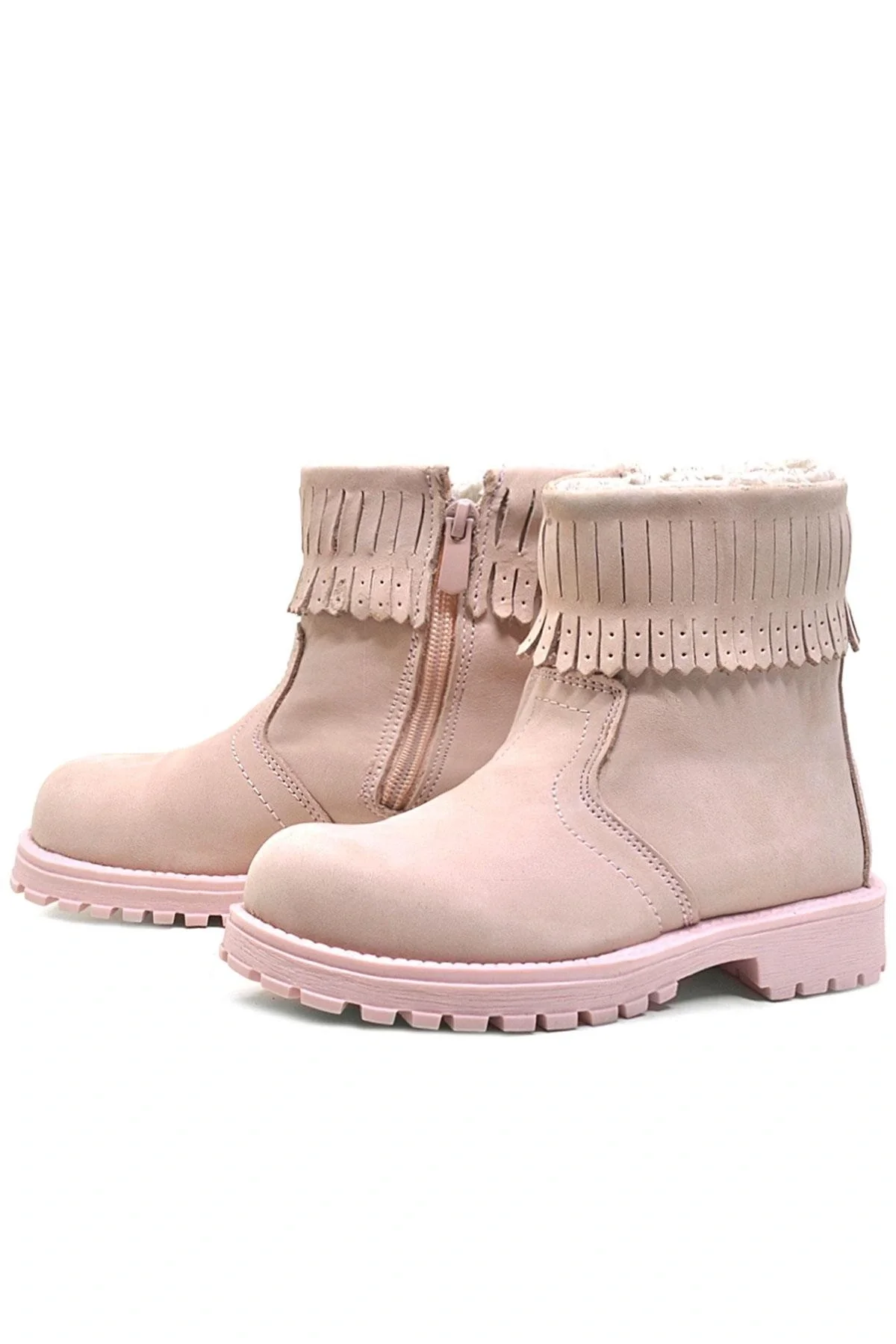 Rakerplus Chiron Hakiki Deri Pembe Fermuarlı Kız Çocuk Bot Çizme