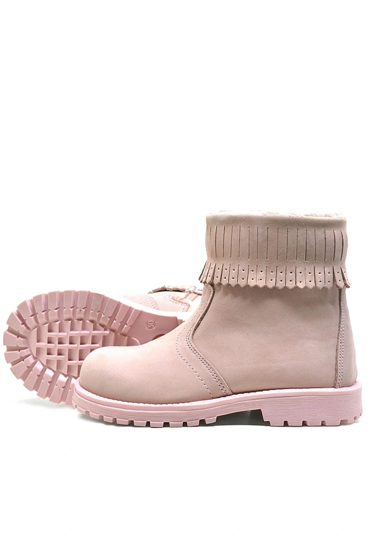 Rakerplus Chiron Hakiki Deri Pembe Fermuarlı Kız Çocuk Bot Çizme