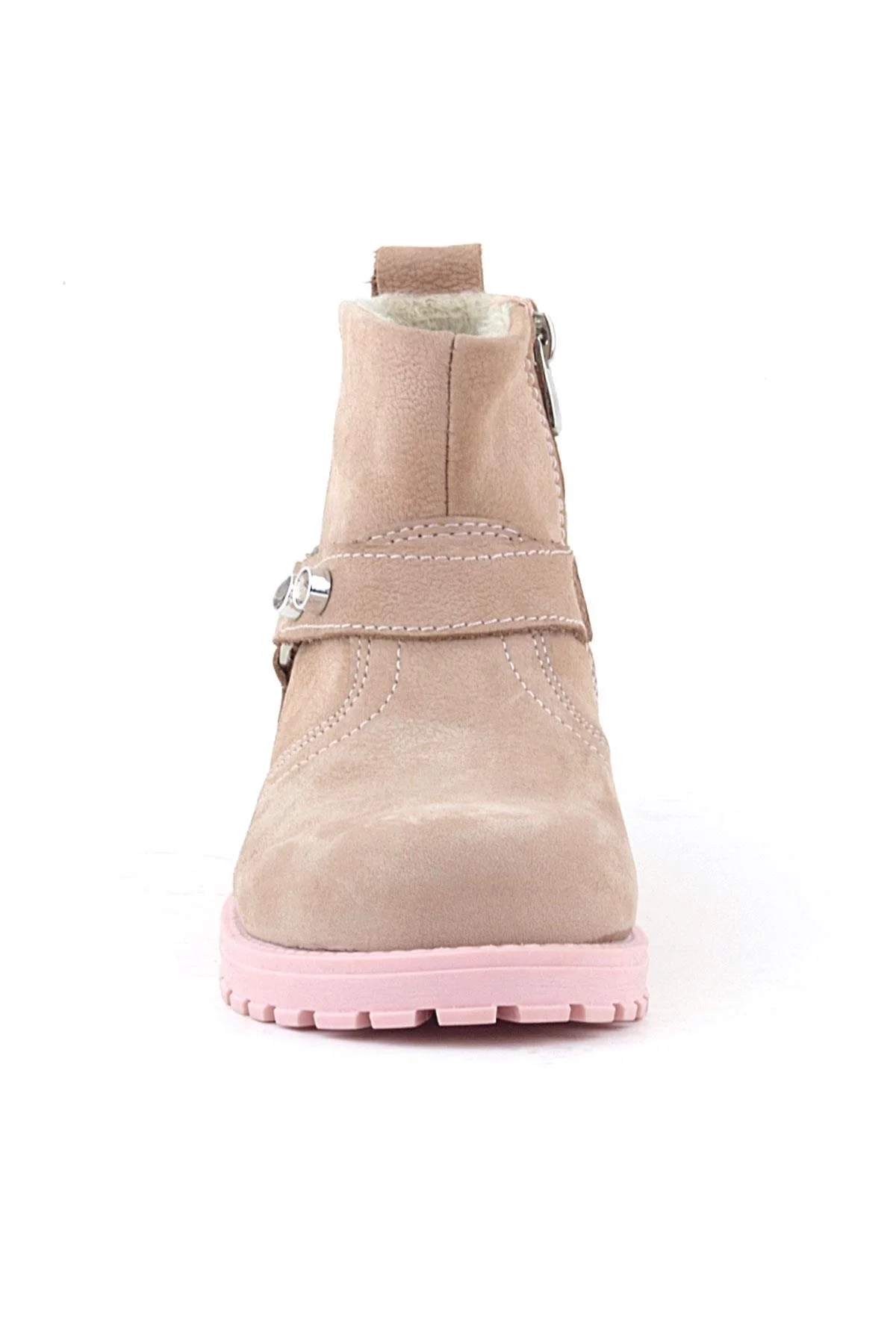Rakerplus Chiron Hakiki Deri Pembe Fermuarlı Taşlı Kız Çocuk Bot