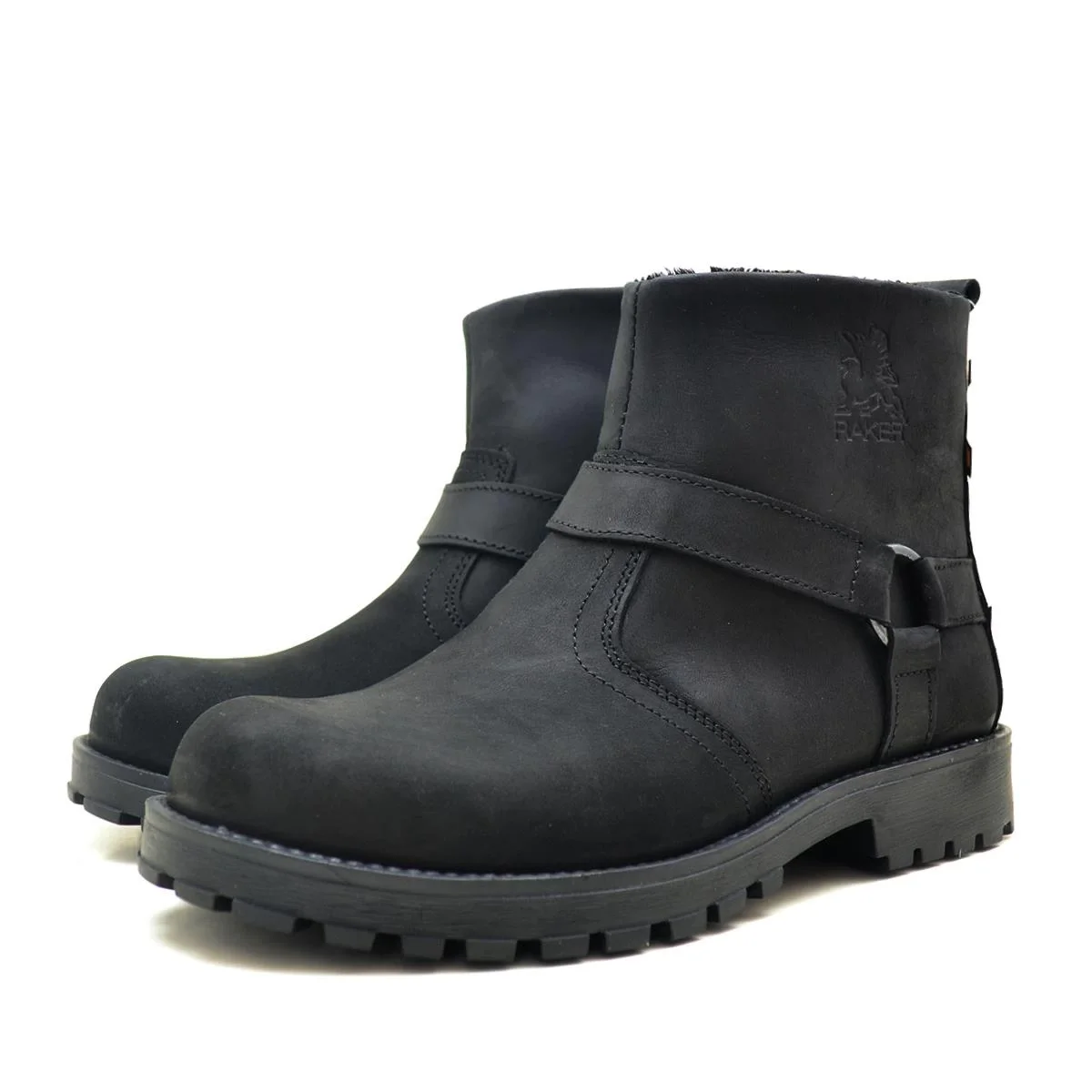Rakerplus Chiron Hakiki Deri Siyah Fermuarlı Bot